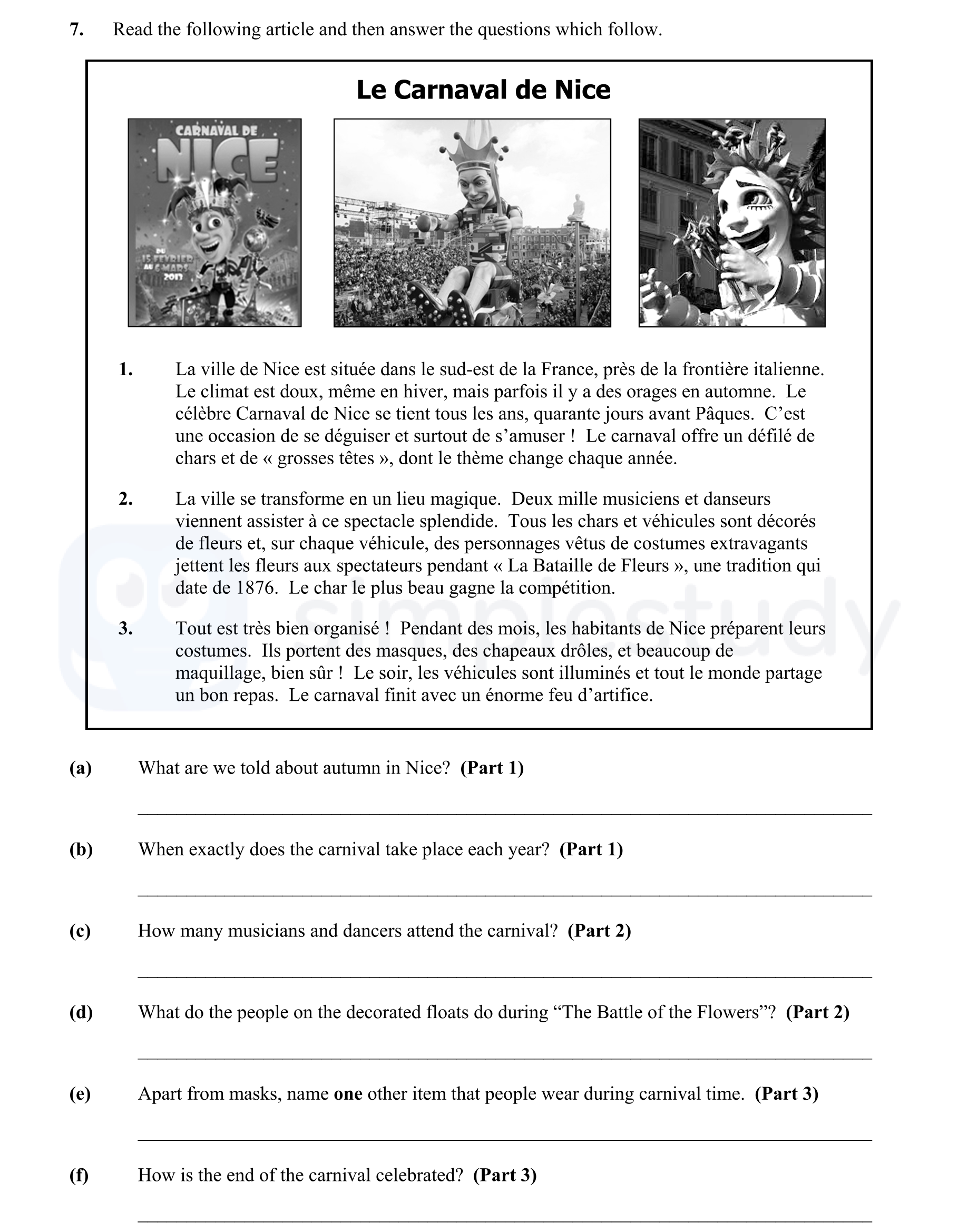 1.-La-ville-de-Nice-est-située-dans-le-sud-est-de-la-France,-près-de-la-frontière-italienne-Junior Cycle French-Question 7-2013.png