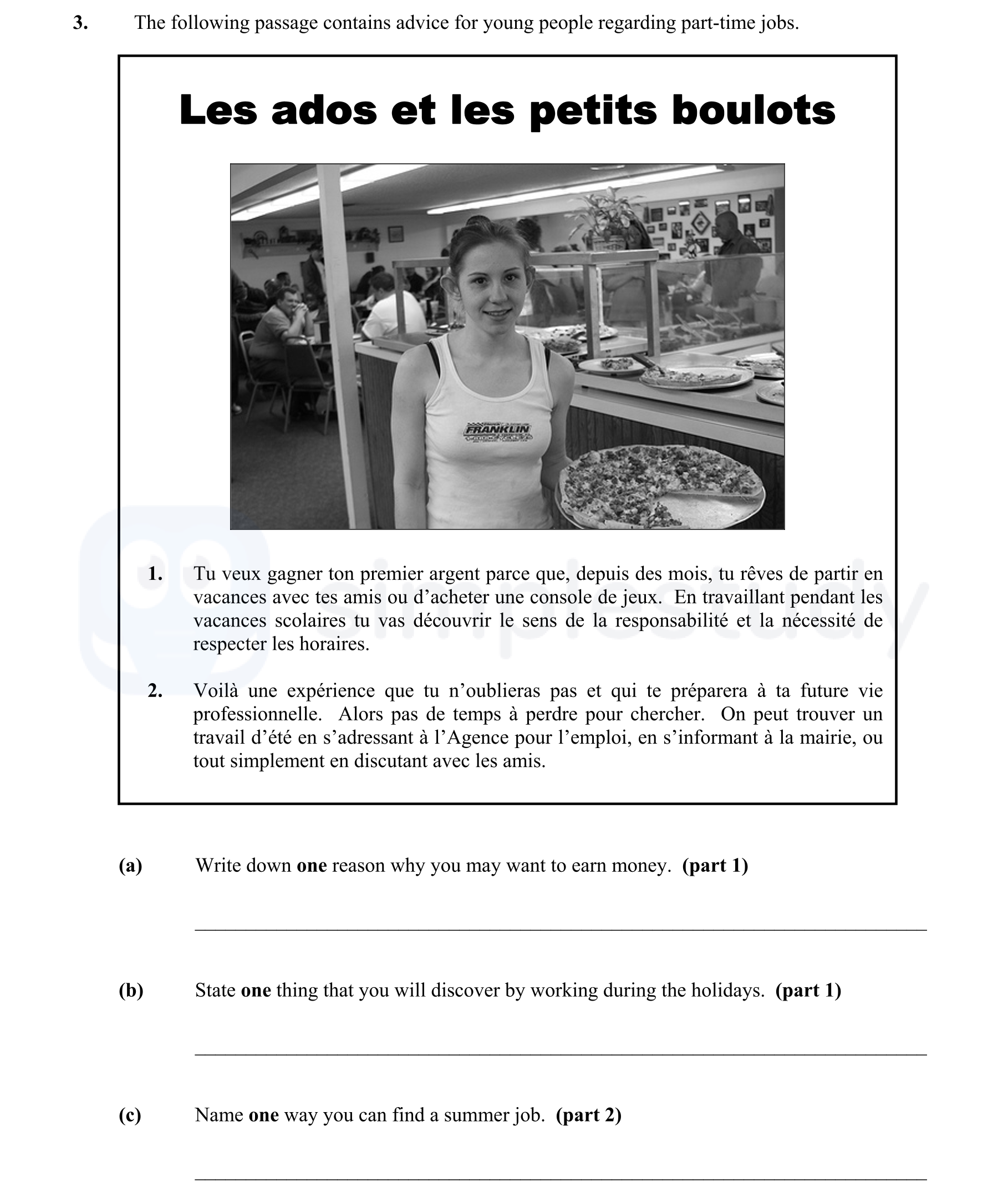 The-following-passage-contains-advice-for-young-people-regarding-part-time-jobs-Junior Cycle French-Question 3-2009.png
