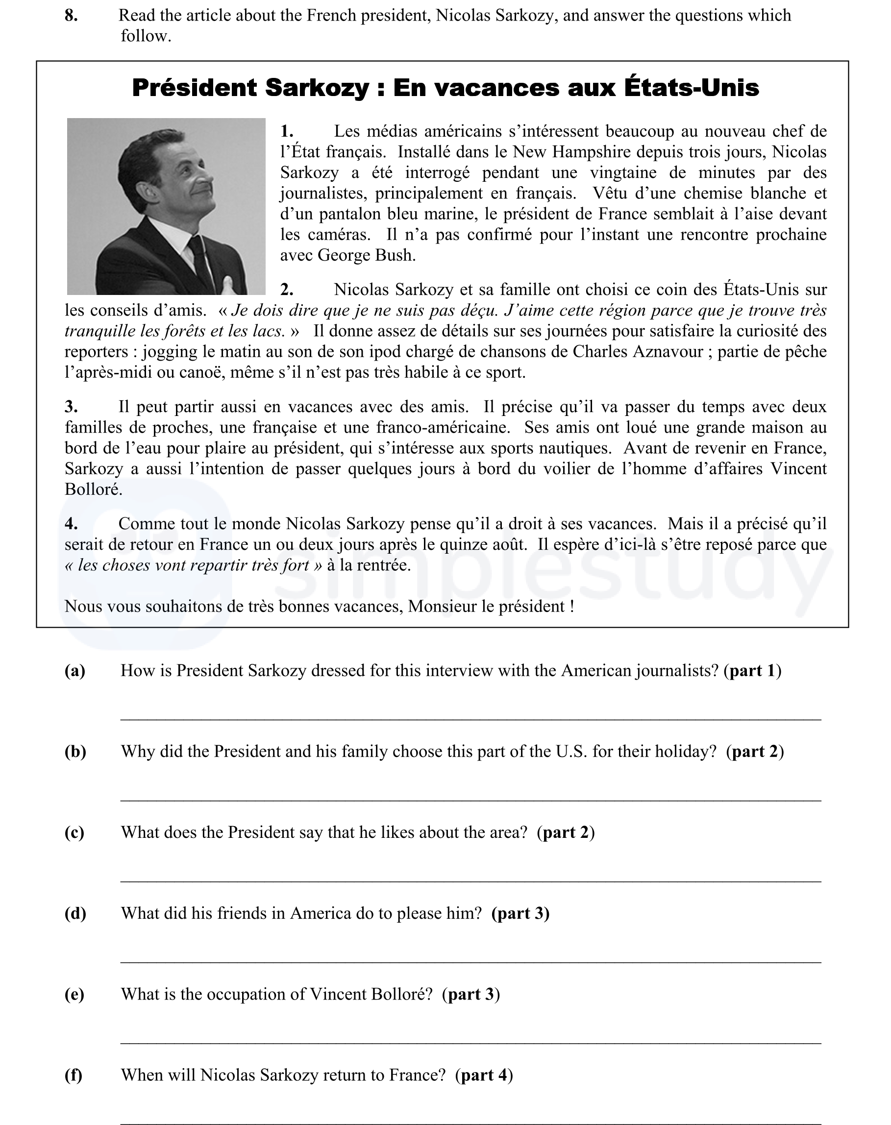 Read-the-article-about-the-French-president,-Nicolas-Sarkozy,-and-answer-the-questions-which-follow-Junior Cycle French-Question 8-2008.png