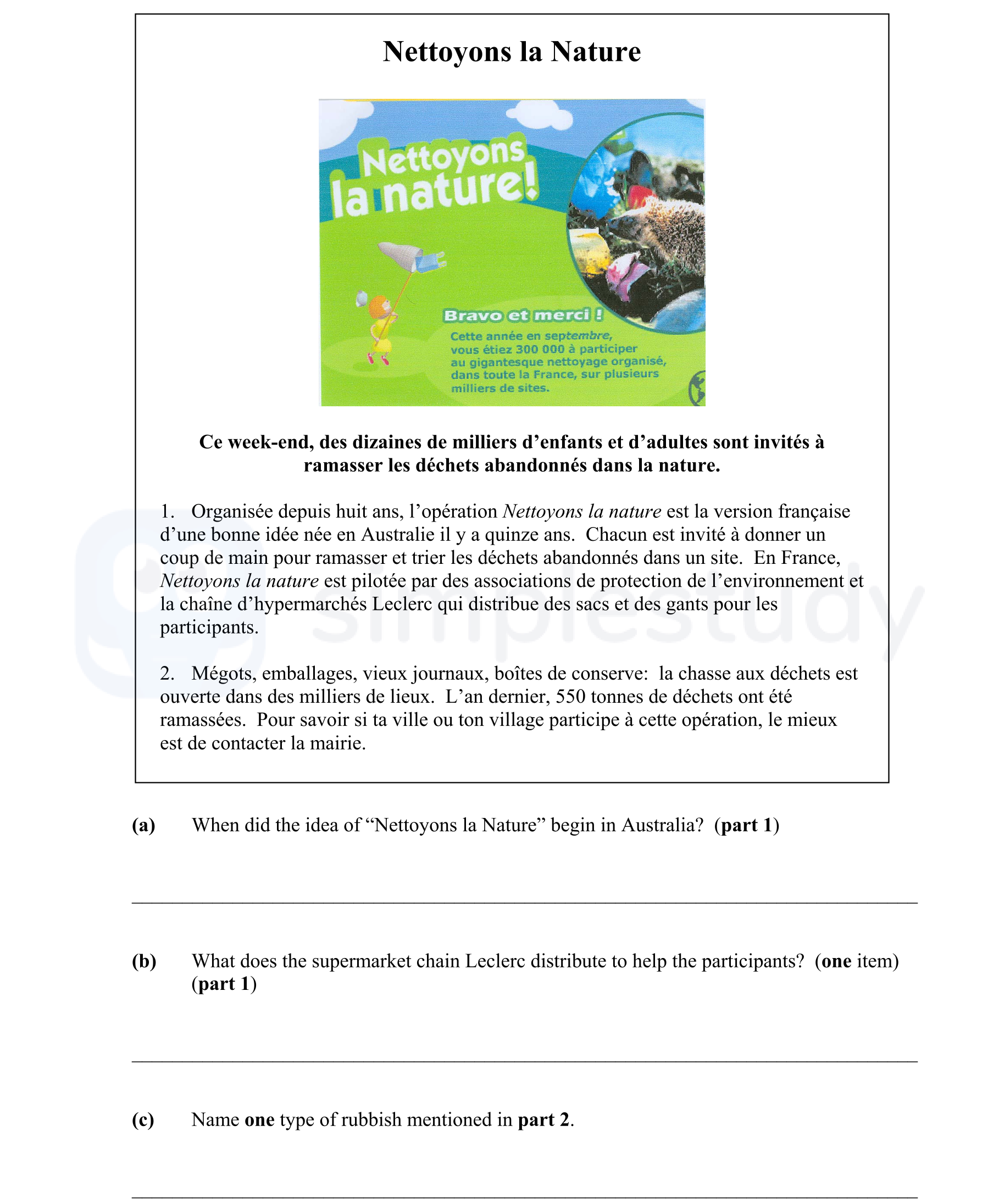 Nettoyons-la-Nature--Ce-week-end,-des-dizaines-de-milliers-d’enfants-et-d’adultes-sont-invités-à-ramasser-les-déchets-abandonnés-dans-la-nature-Junior Cycle French-Question 1-2006.png