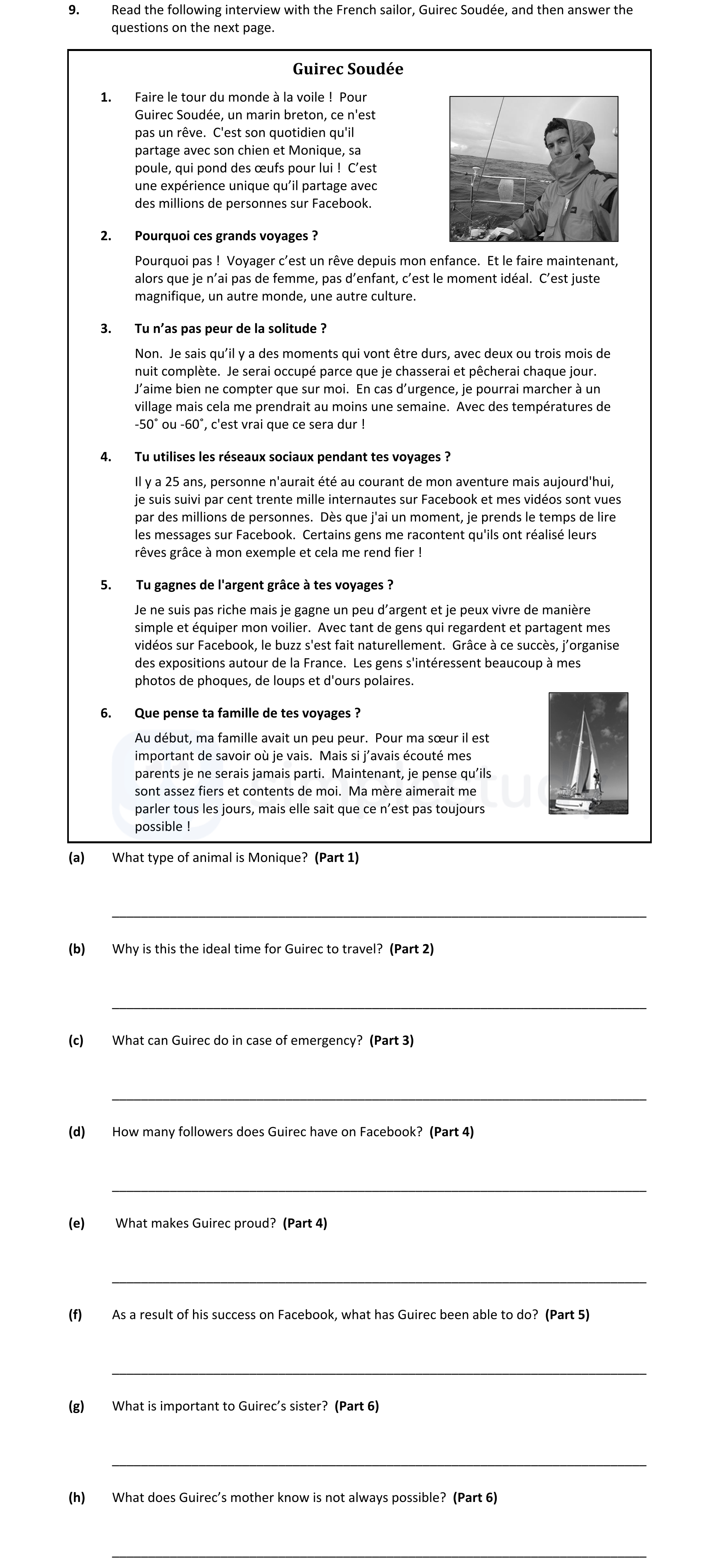 Read-the-following-interview-with-the-French-sailor,-Guirec-Soudée,-and-then-answer-the-questions-on-the-next-page-Junior Cycle French-Question 9-2018.png