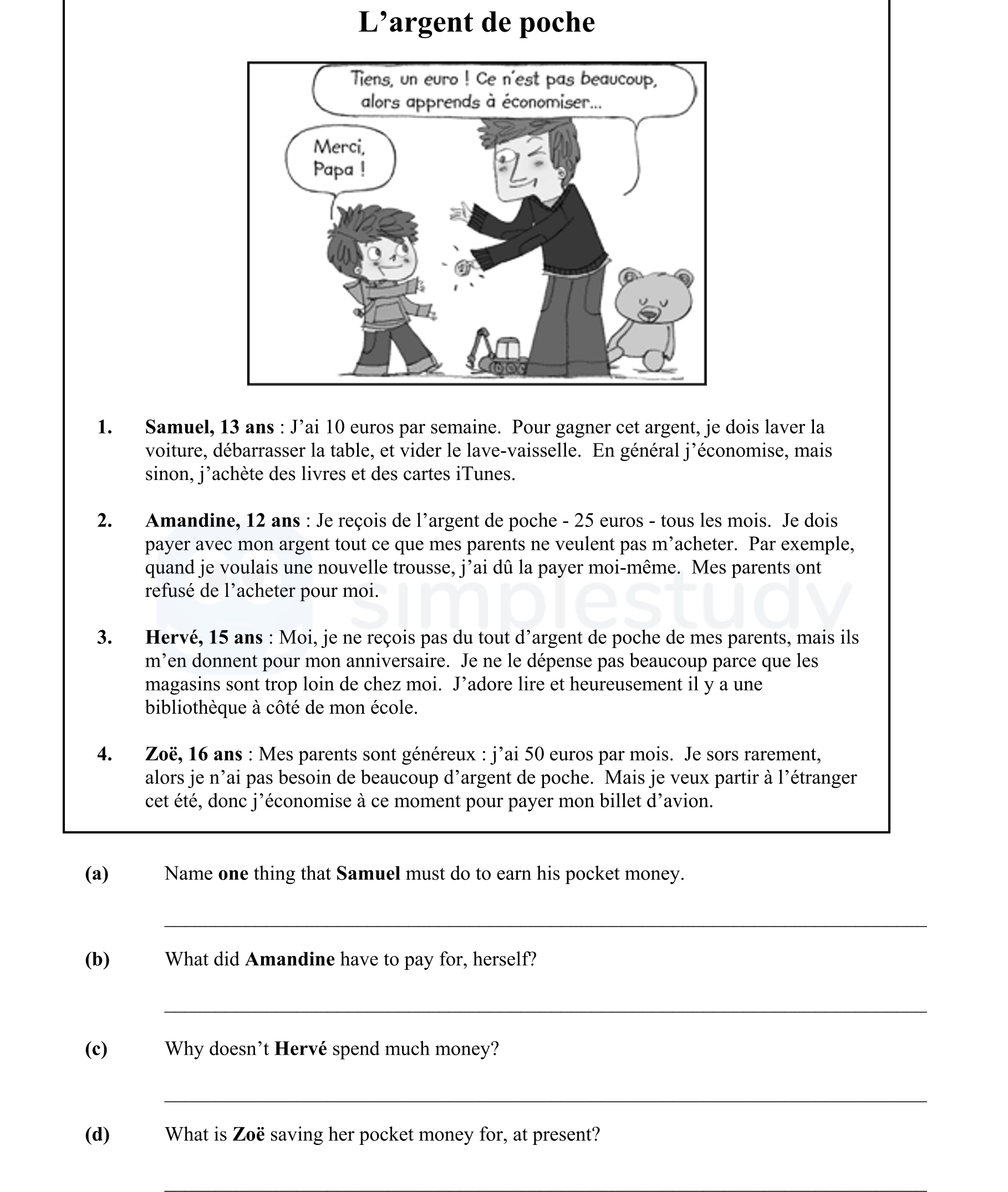 L’argent-de-poche--1-Junior Cycle French-Question 1-2012.png
