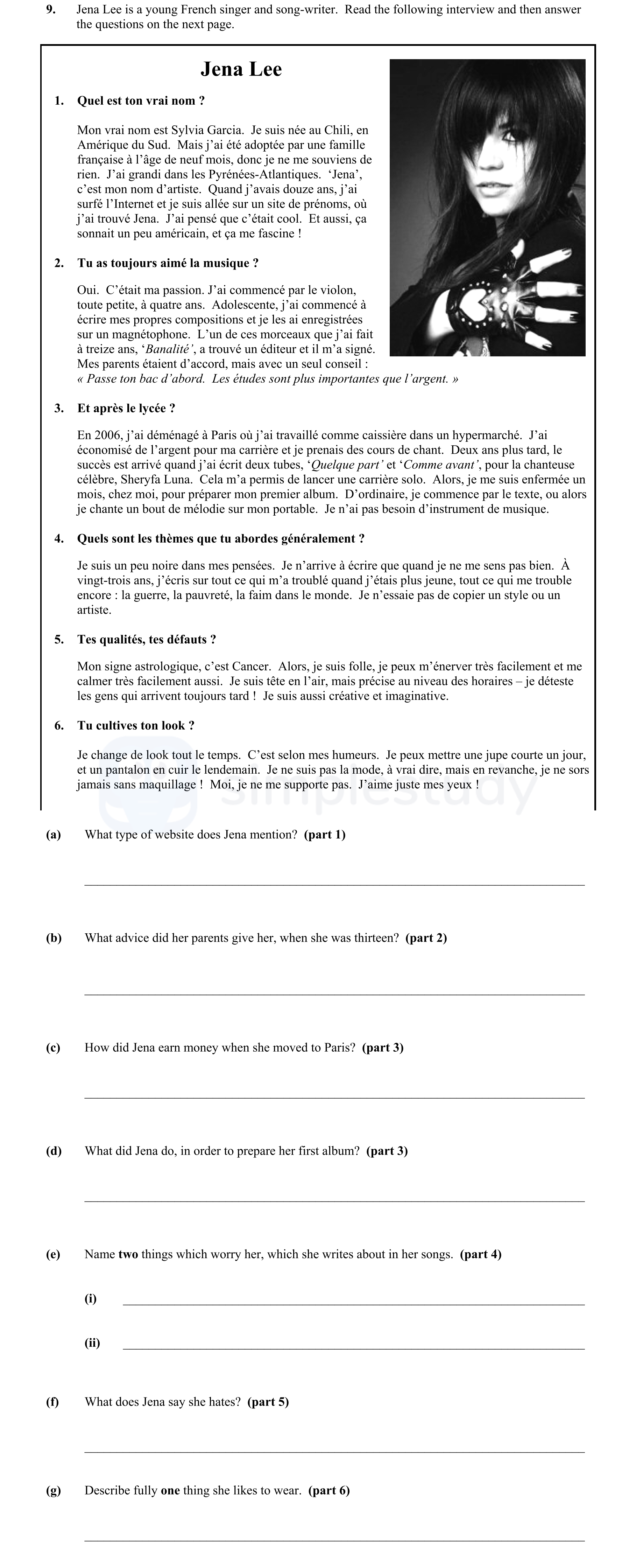 Jena-Lee-is-a-young-French-singer-and-song-writer-Junior Cycle French-Question 9-2011.png