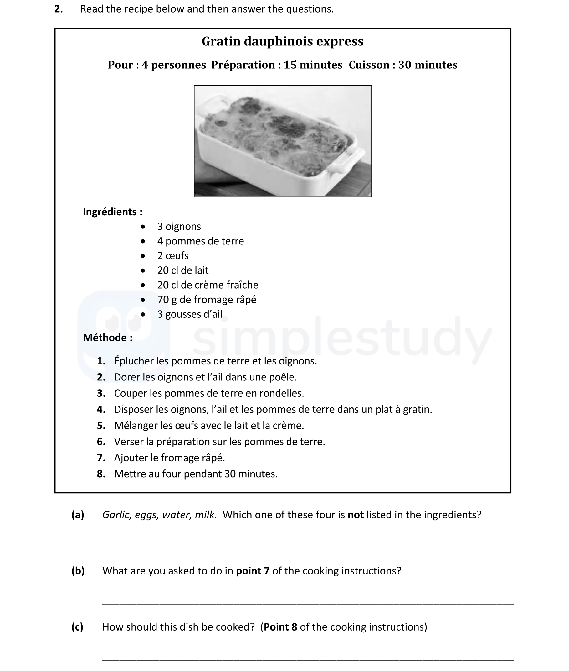 Read-the-recipe-below-and-then-answer-the-questions-Junior Cycle French-Question 2-2018.png