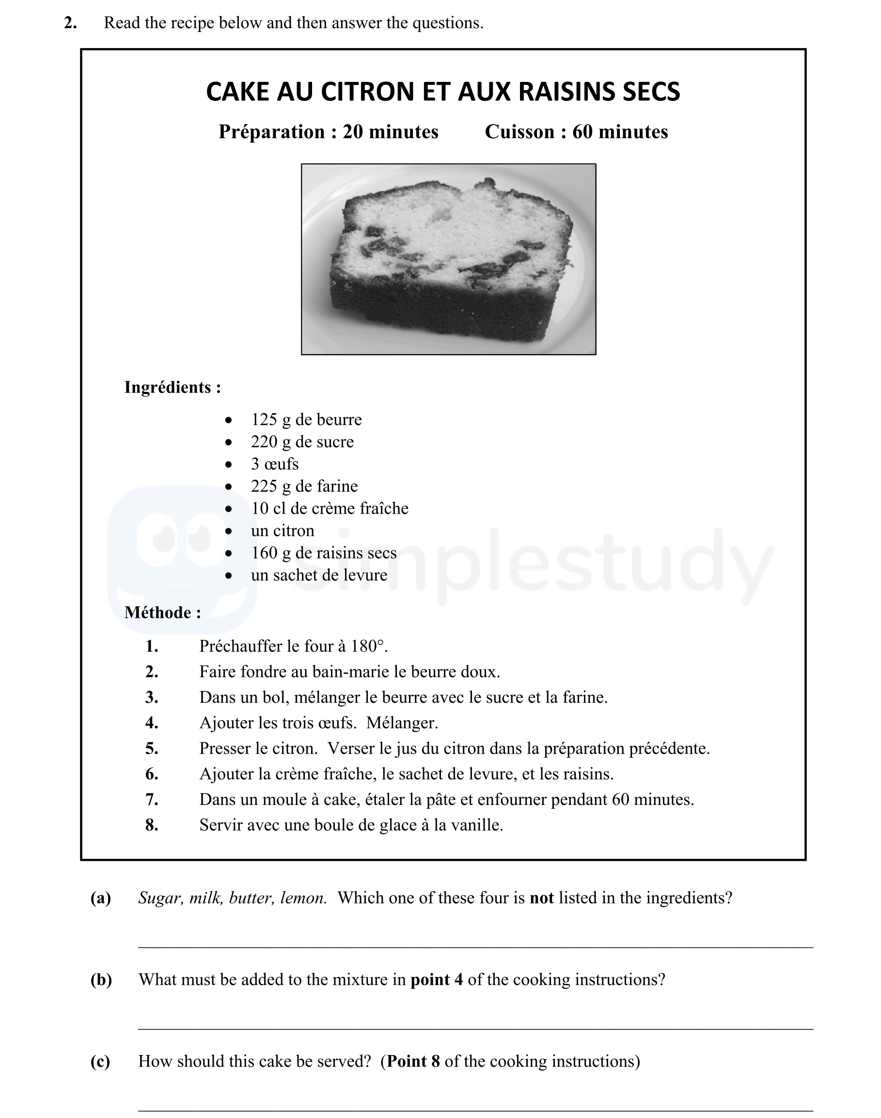Read-the-recipe-below-and-then-answer-the-questions-Junior Cycle French-Question 2-2014.png