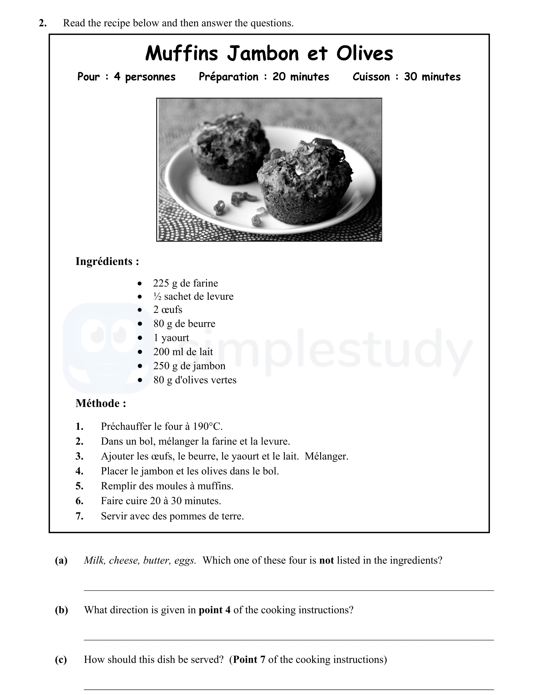Read-the-recipe-below-and-then-answer-the-questions-Junior Cycle French-Question 2-2013.png