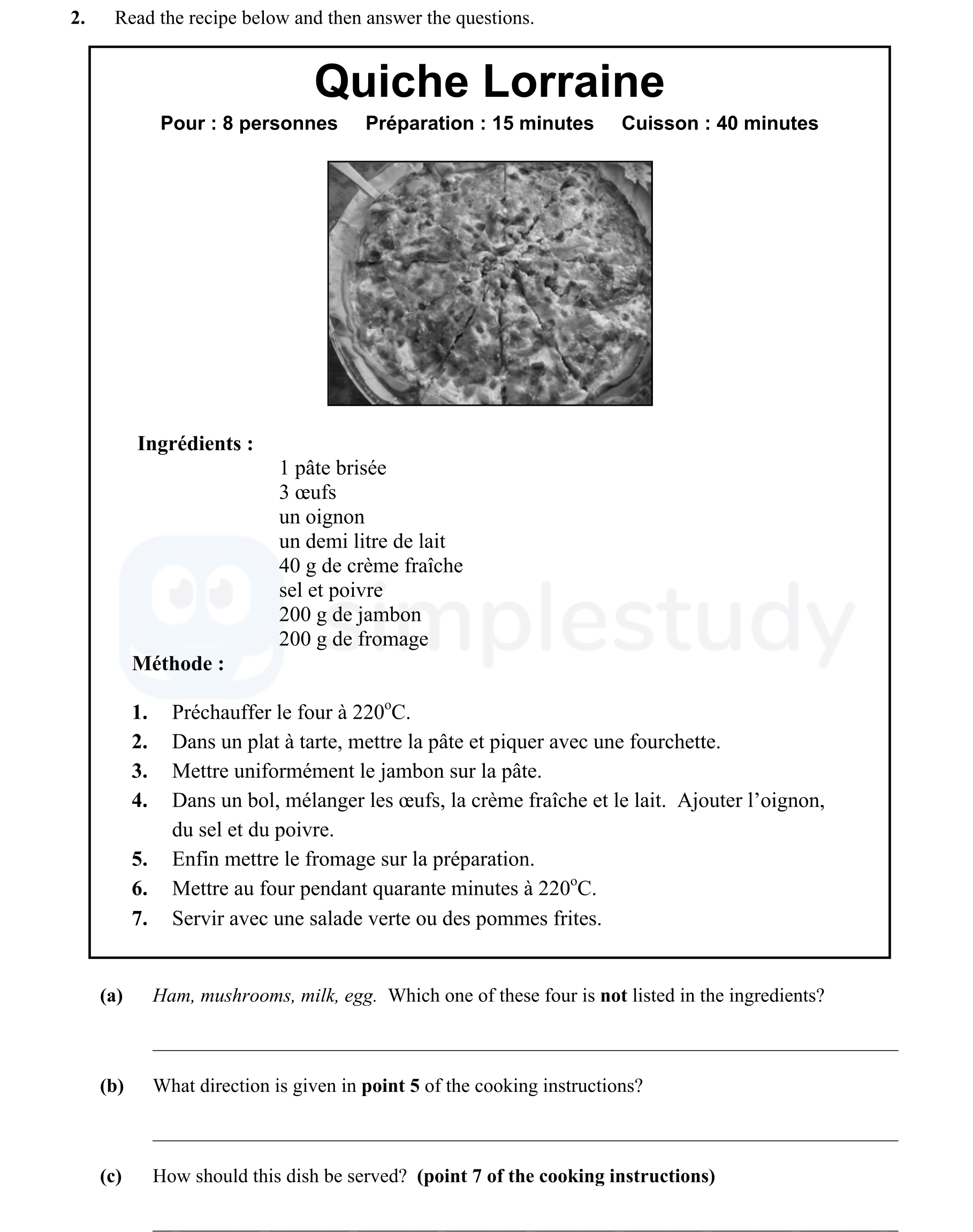 Read-the-recipe-below-and-then-answer-the-questions-Junior Cycle French-Question 2-2011.png