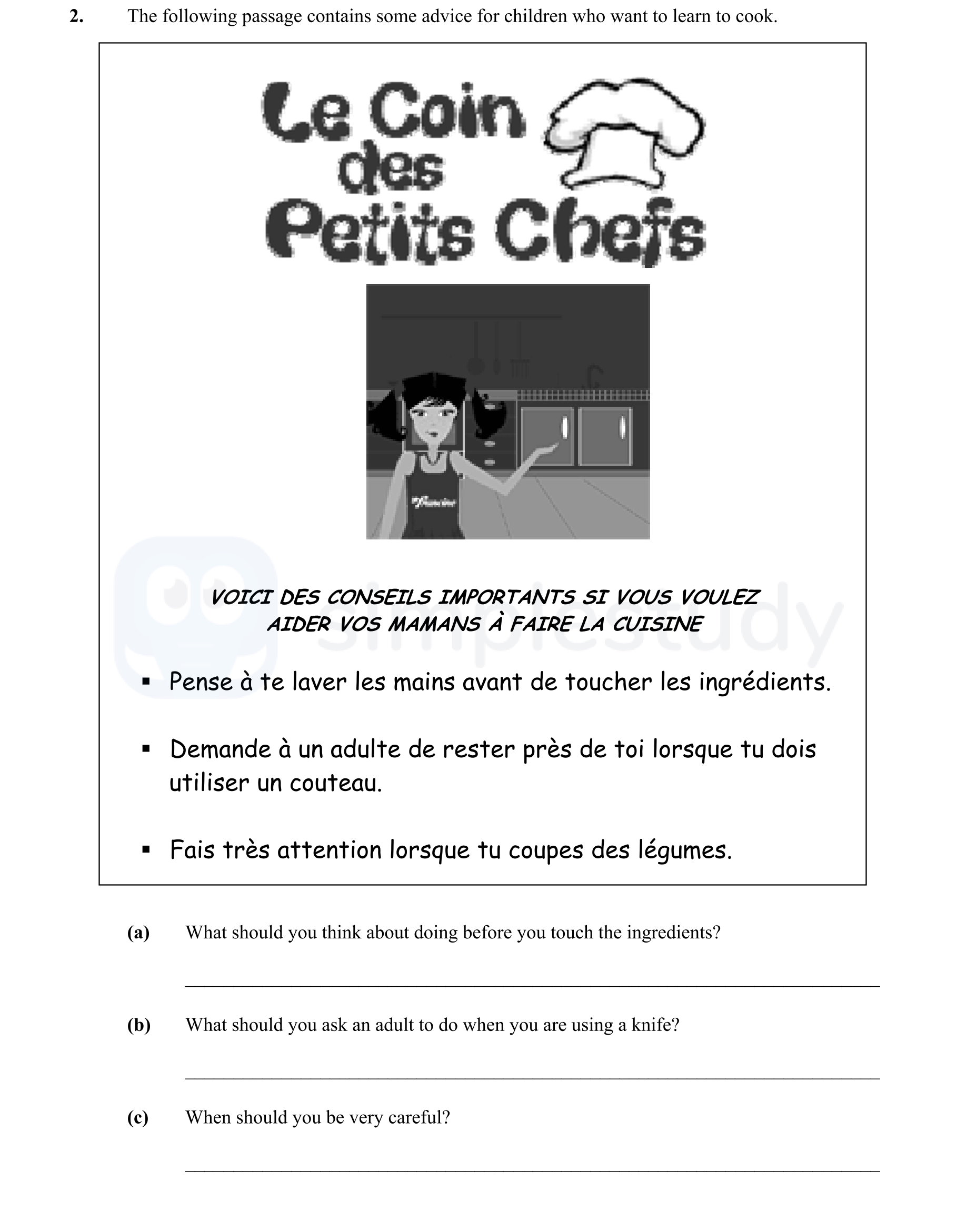 The-following-passage-contains-some-advice-for-children-who-want-to-learn-to-cook-Junior Cycle French-Question 2-2008.png