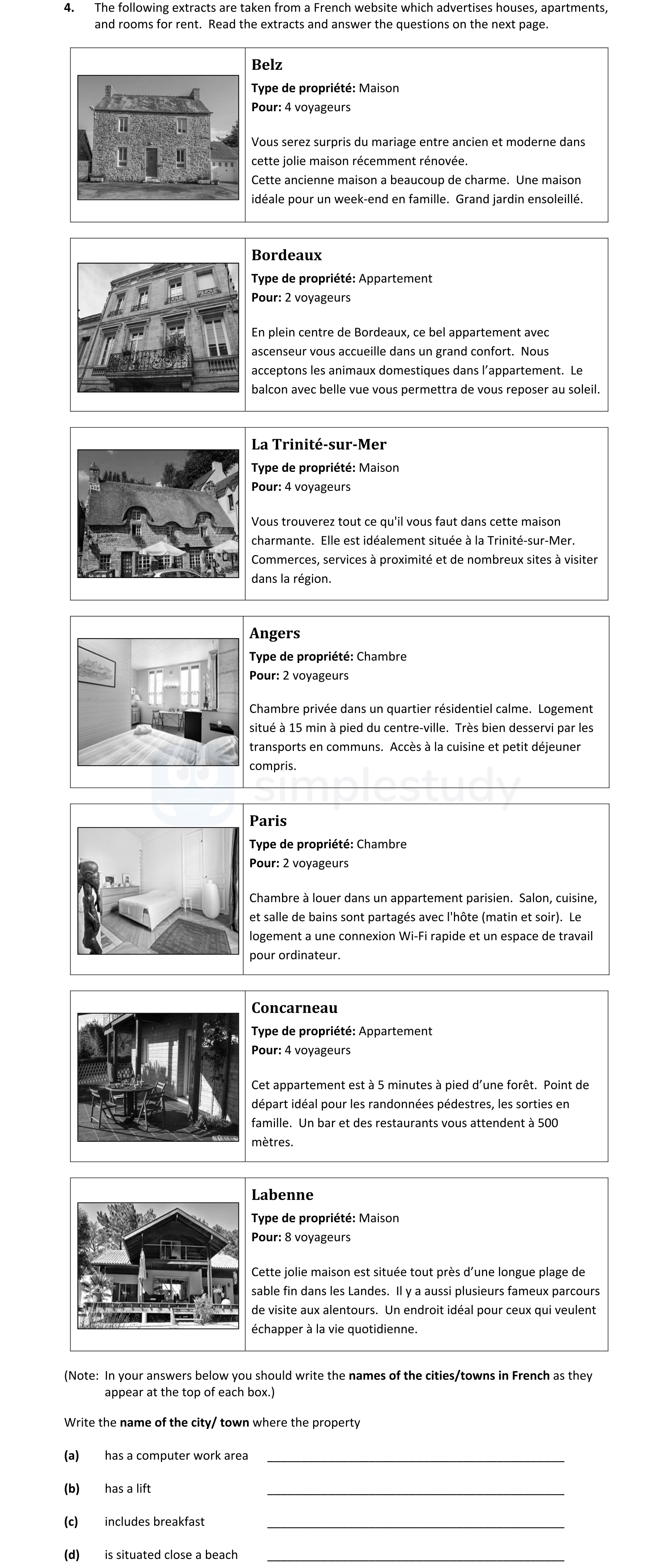 The-following-extracts-are-taken-from-a-French-website-which-advertises-houses,-apartments,-and-rooms-for-rent-Junior Cycle French-Question 4-2018.png