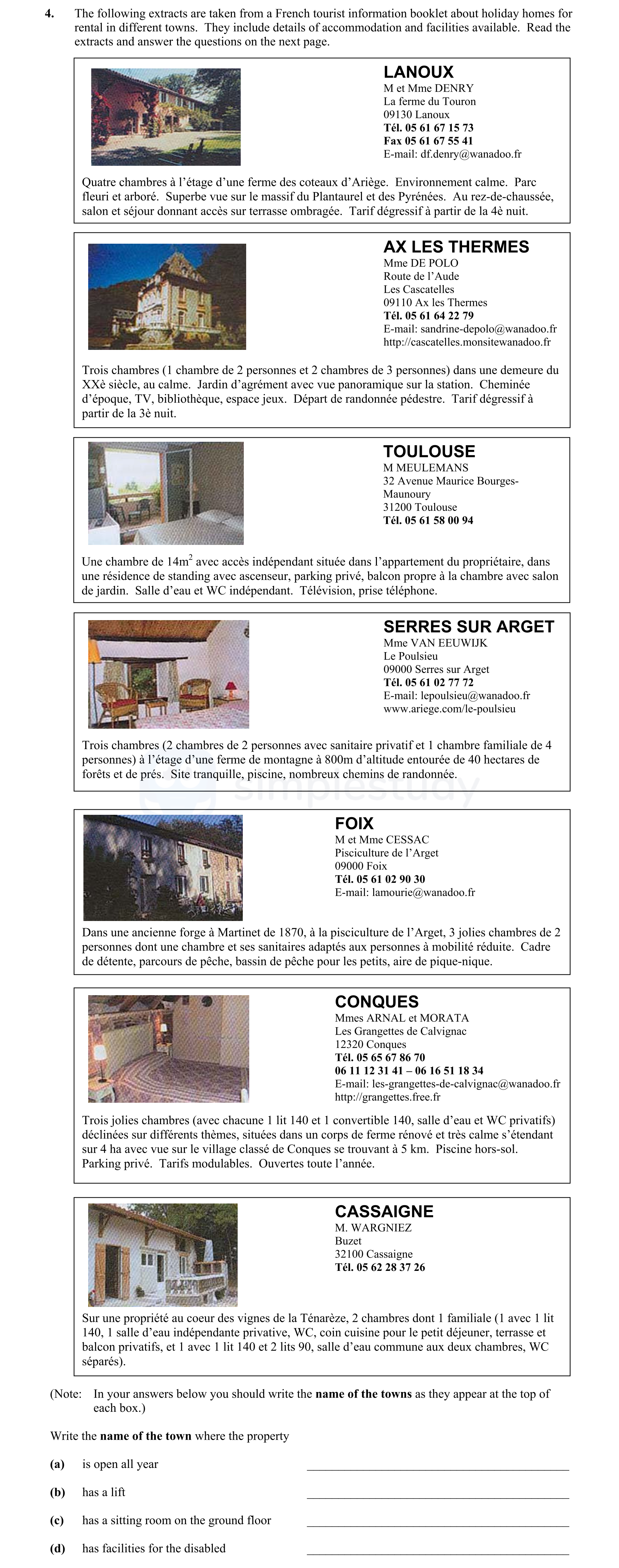 The-following-extracts-are-taken-from-a-French-tourist-information-booklet-about-holiday-homes-for-rental-in-different-towns-Junior Cycle French-Question 4-2006.png