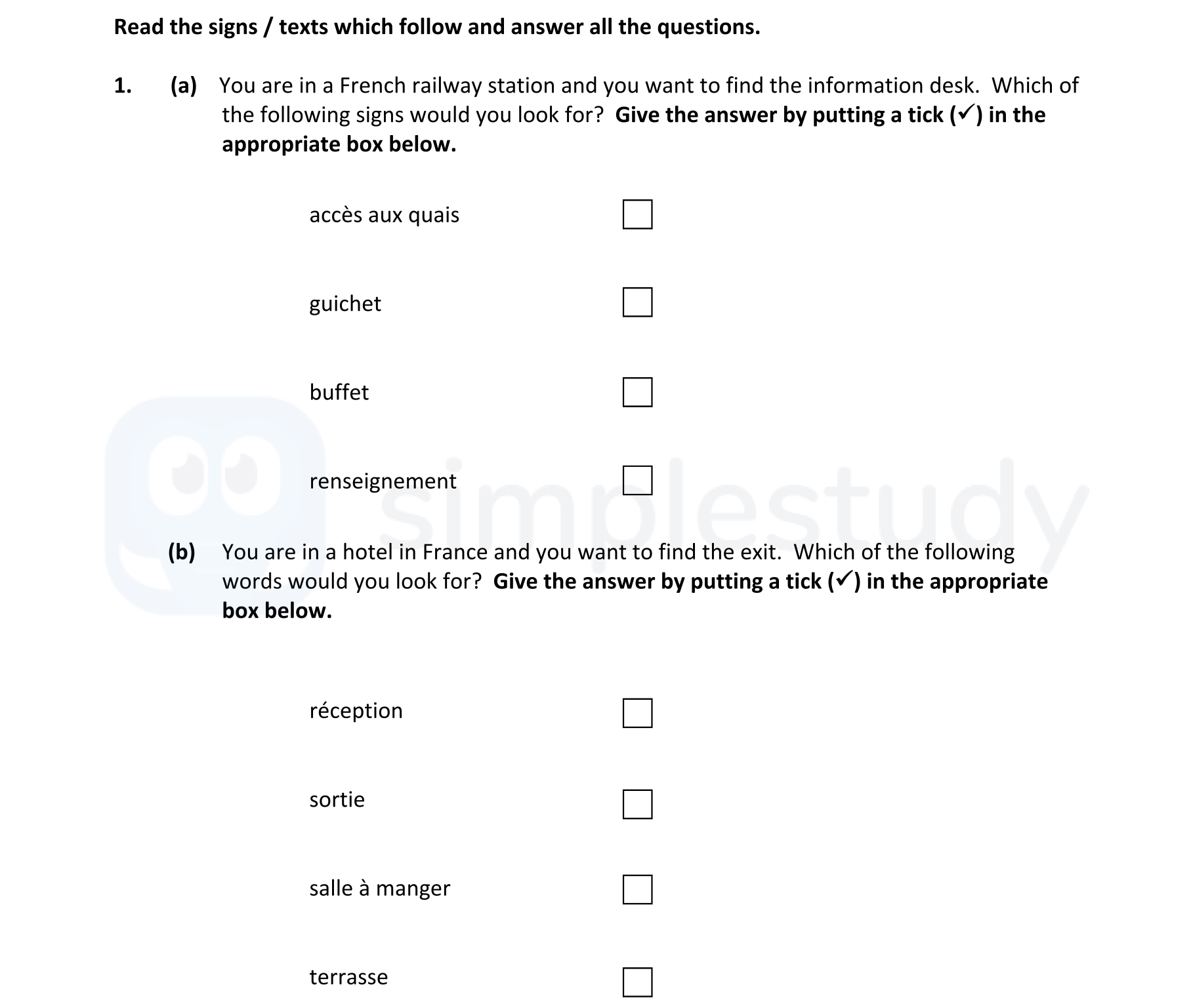 1.-(a)-You-are-in-a-French-railway-station-and-you-want-to-find-the-information-desk-Junior Cycle French-Question 1-2018.png