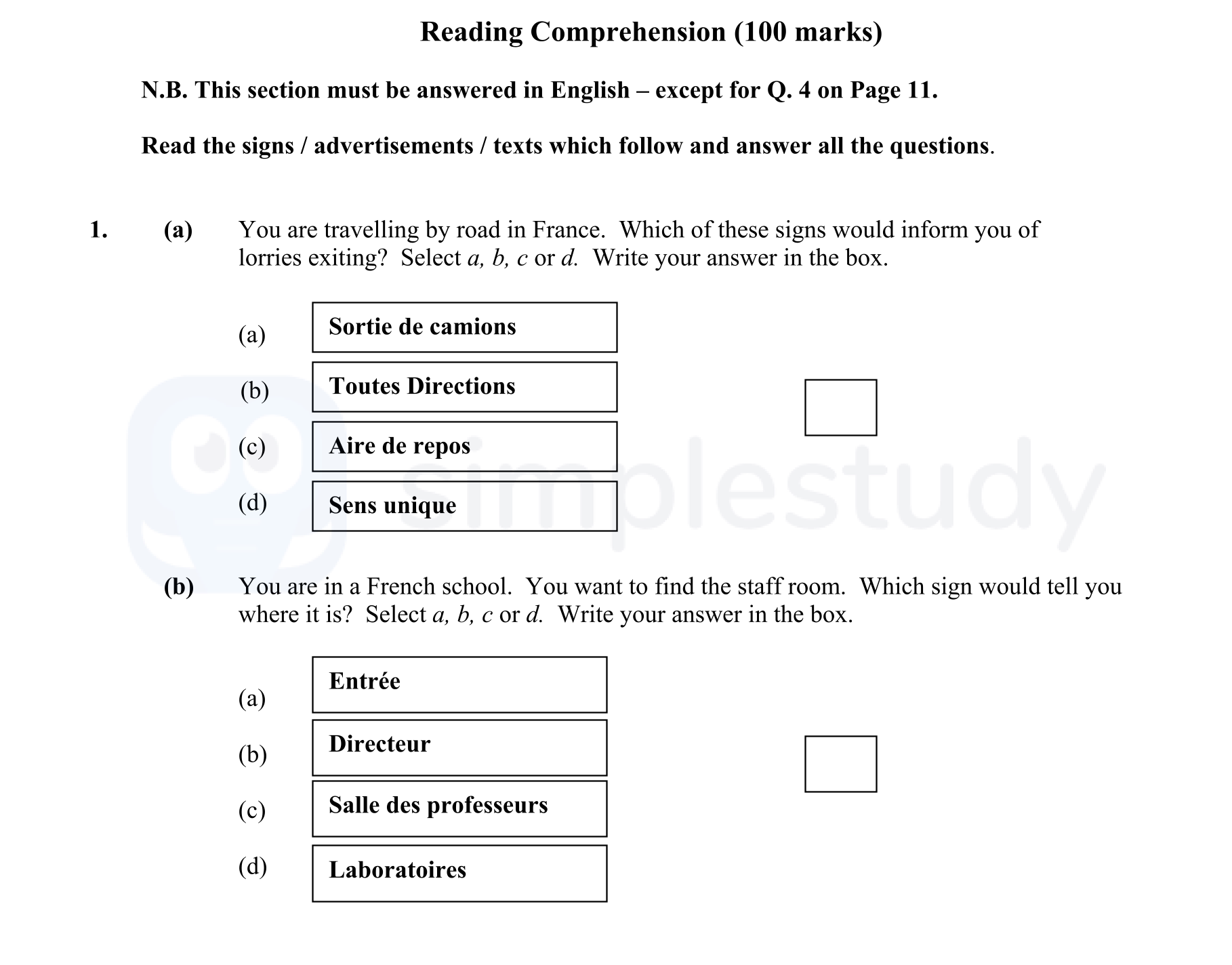 You-are-travelling-by-road-in-France-Junior Cycle French-Question 1-2006.png