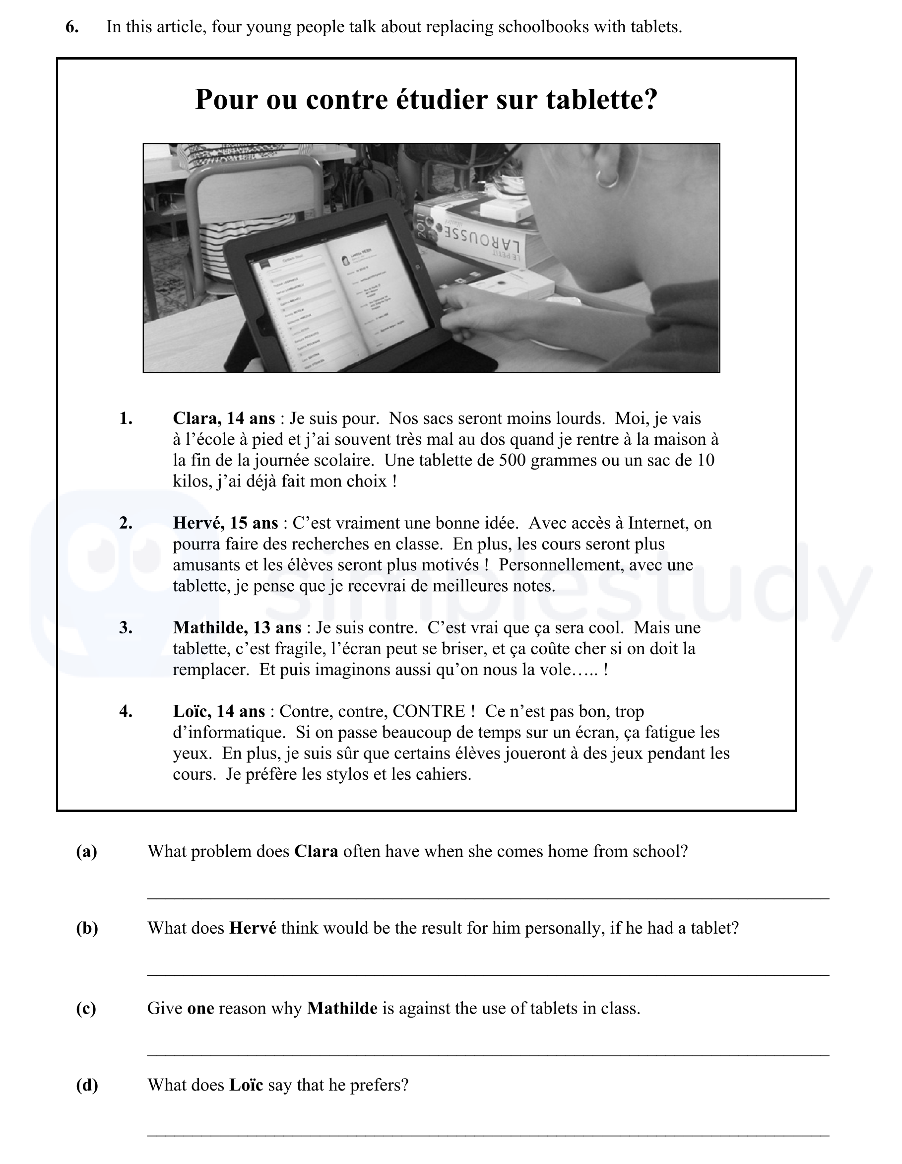 Pour-ou-contre-étudier-sur-tablette?--1-Junior Cycle French-Question 6-2014.png