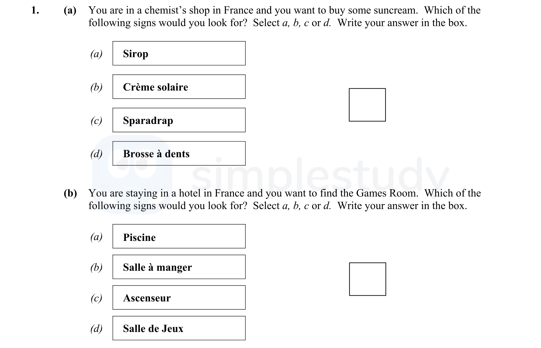You-are-in-a-chemist's-shop-in-France-and-you-want-to-buy-some-suncream-Junior Cycle French-Question 1-2013.png