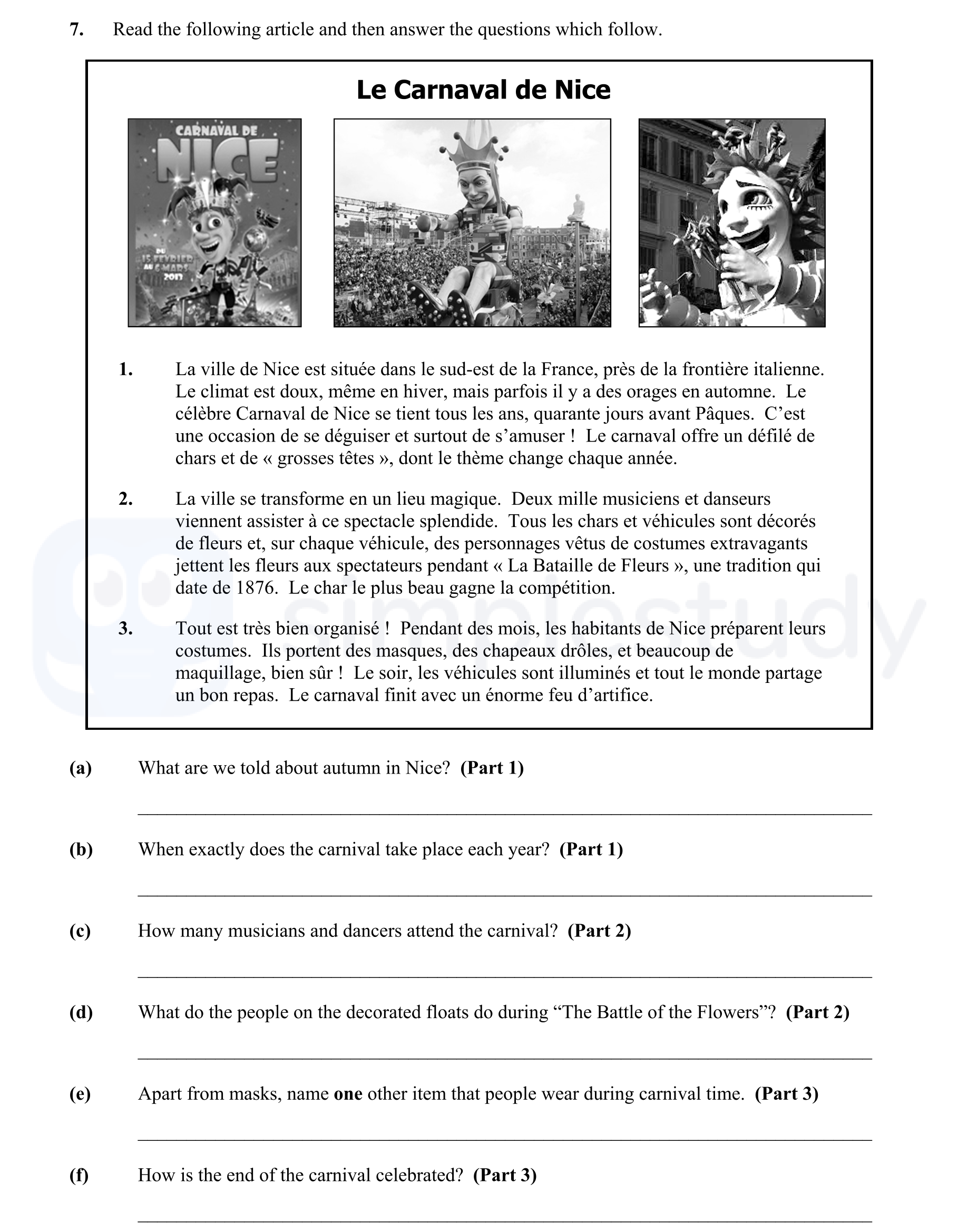 1.-La-ville-de-Nice-est-située-dans-le-sud-est-de-la-France,-près-de-la-frontière-italienne-Junior Cycle French-Question 7-2013.png