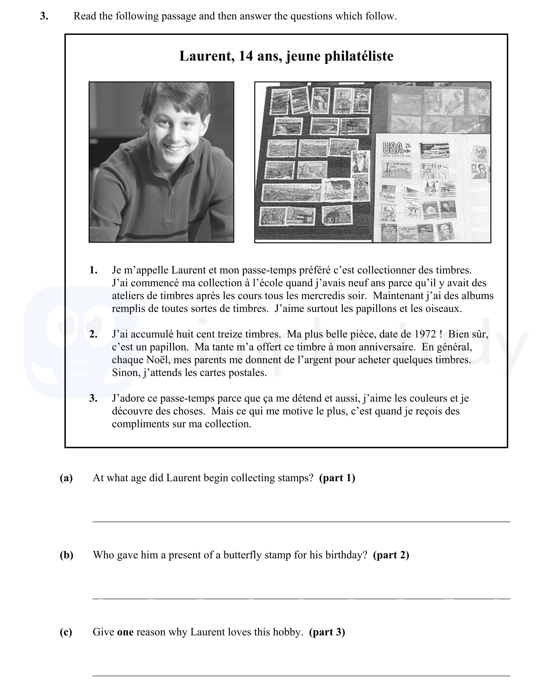 3.-Read-the-following-passage-and-then-answer-the-questions-which-follow-Junior Cycle French-Question 3-2011.png