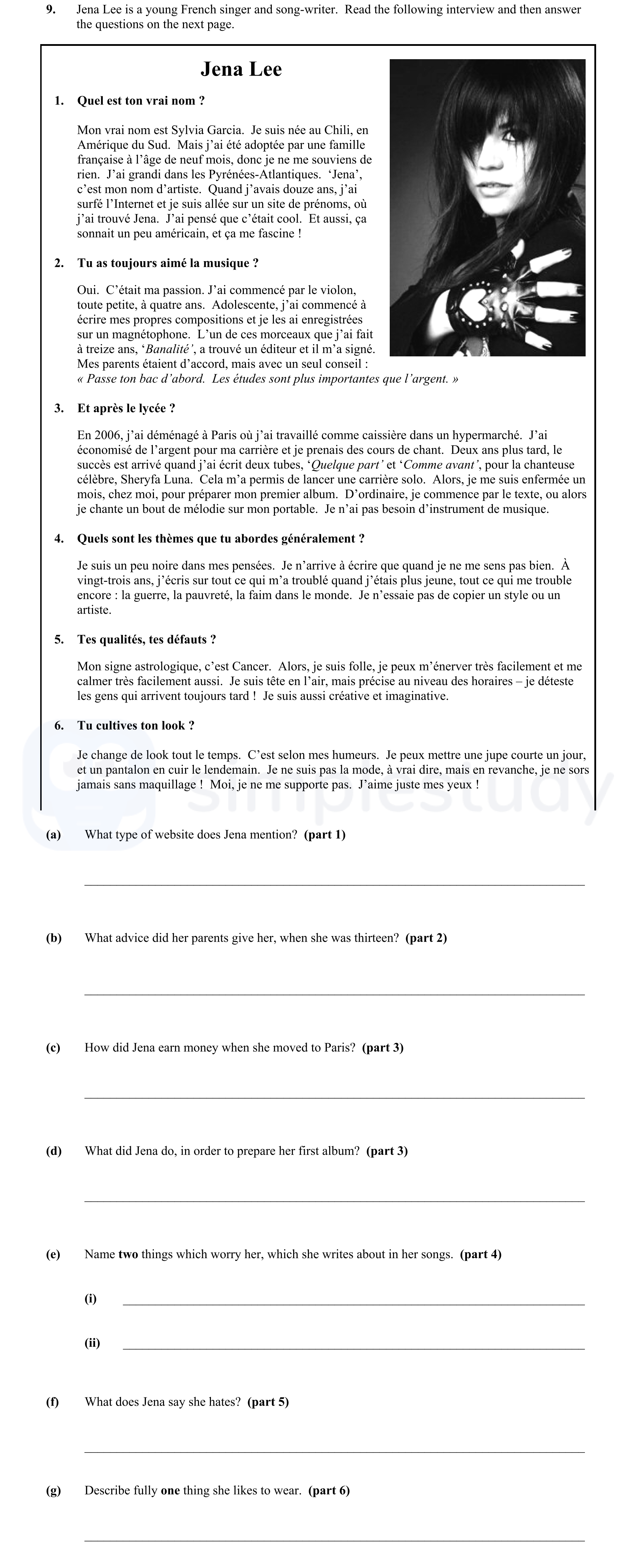 Jena-Lee-est-une-jeune-chanteuse-et-songwriter-française-Junior Cycle French-Question 9-2011.png