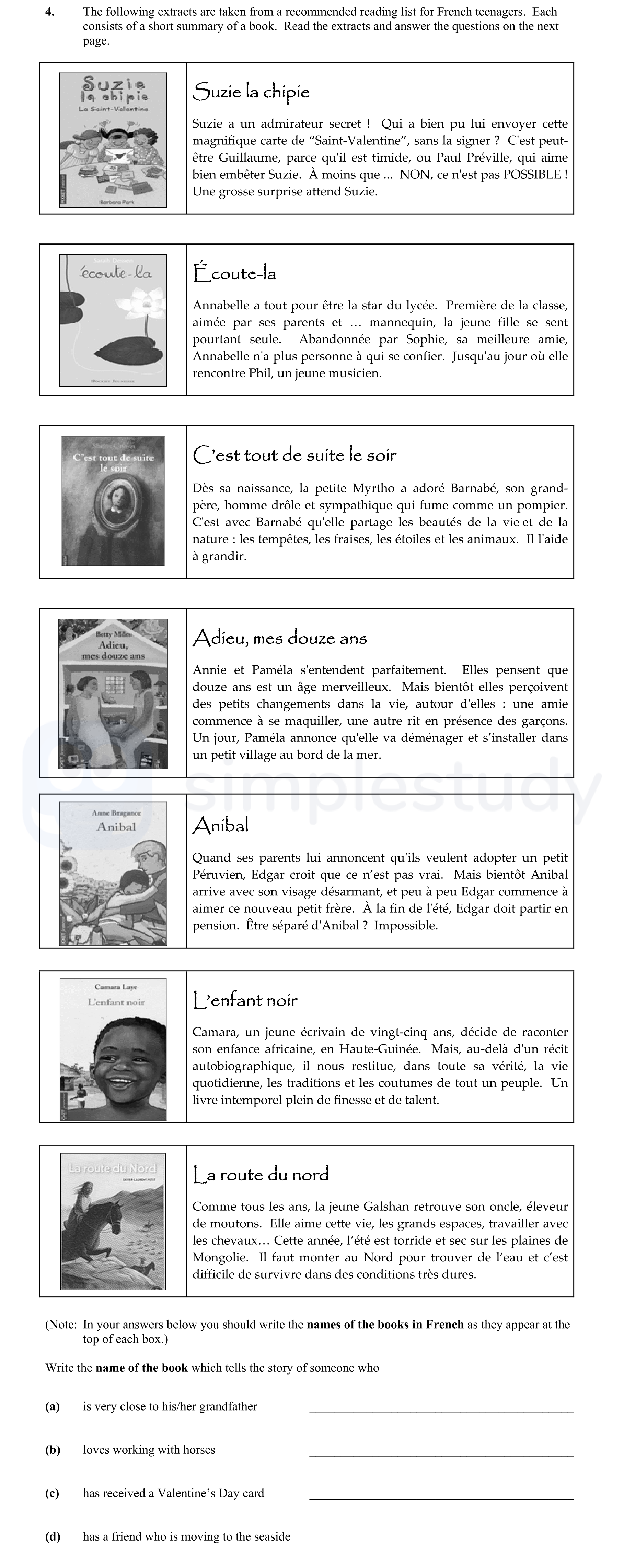 The-following-extracts-are-taken-from-a-recommended-reading-list-for-French-teenagers-Junior Cycle French-Question 4-2009.png
