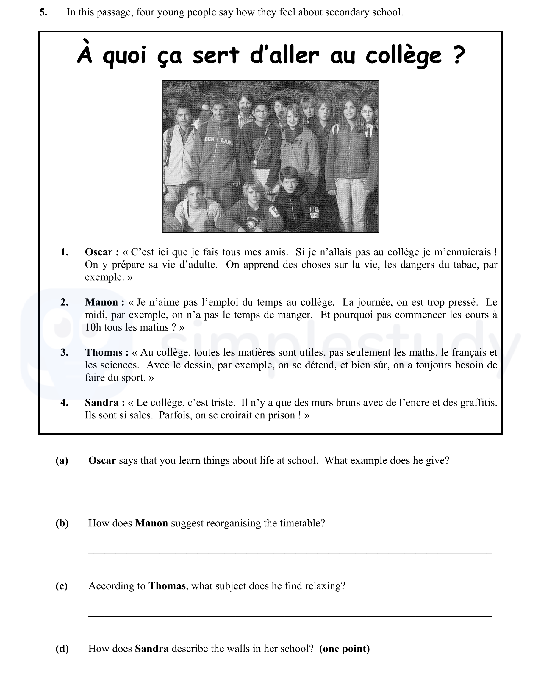 In-this-passage,-four-young-people-say-how-they-feel-about-secondary-school-Junior Cycle French-Question 5-2009.png