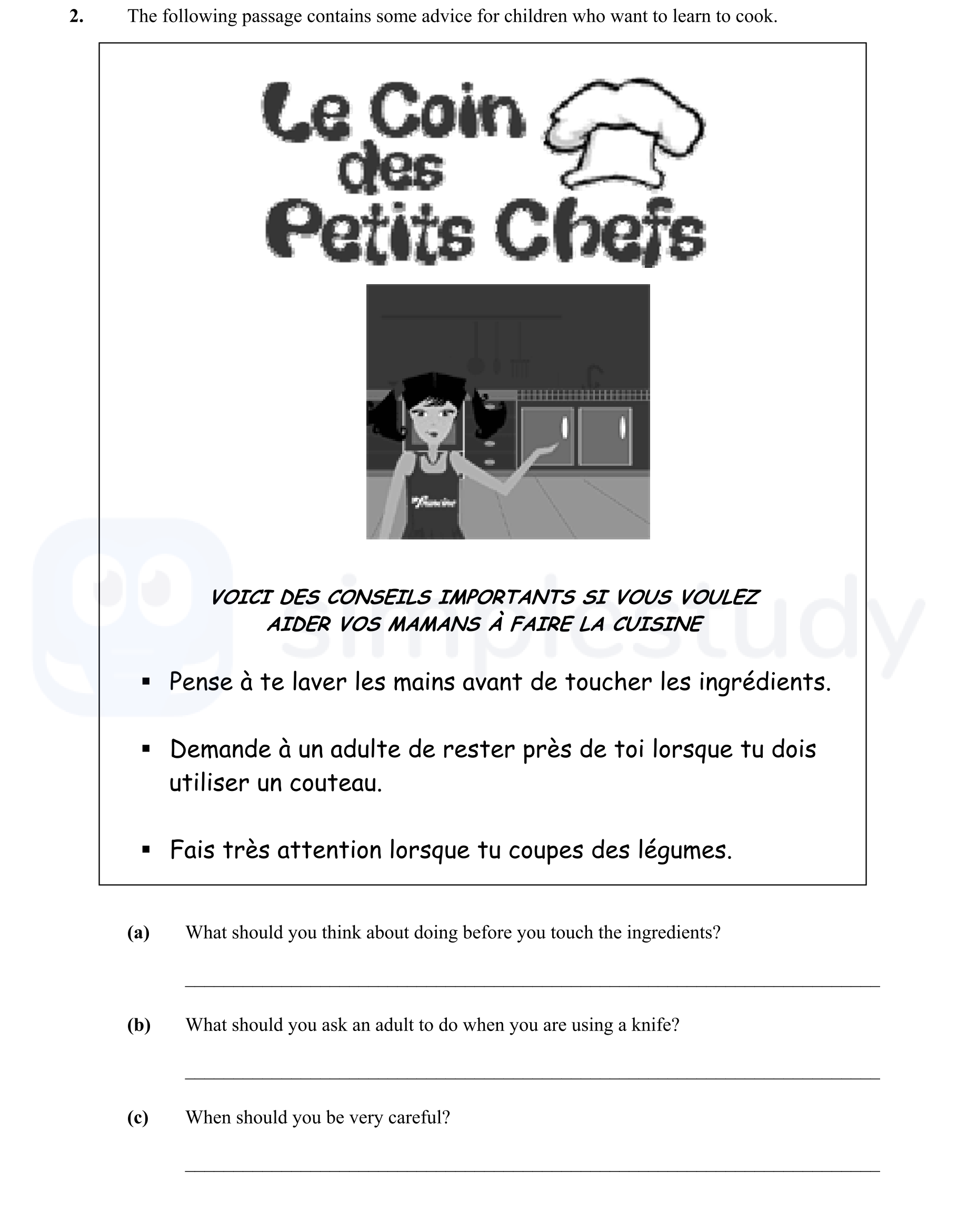 The-following-passage-contains-some-advice-for-children-who-want-to-learn-to-cook-Junior Cycle French-Question 2-2008.png
