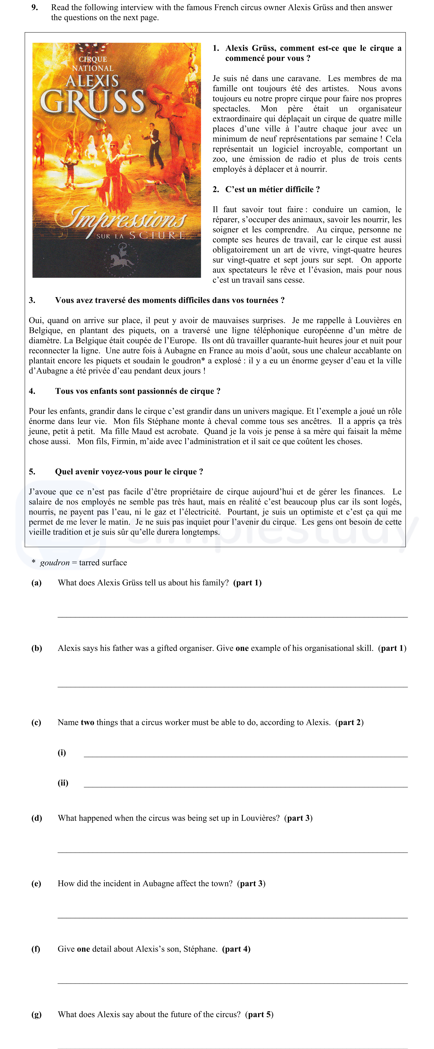 Read-the-following-interview-with-the-famous-French-circus-owner-Alexis-Gruss-and-then-answer-the-questions-on-the-next-page-Junior Cycle French-Question 9-2007.png