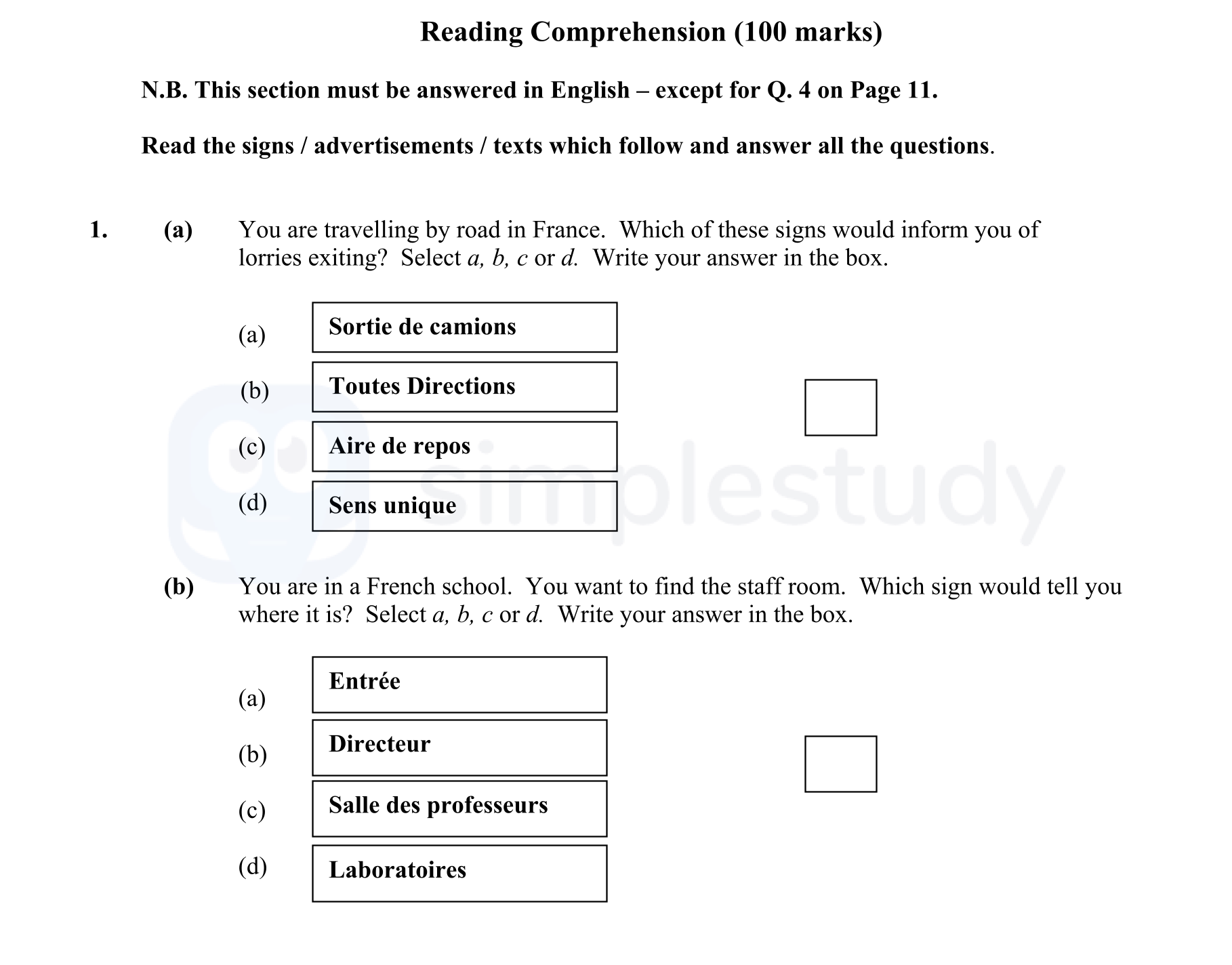 You-are-travelling-by-road-in-France-Junior Cycle French-Question 1-2006.png