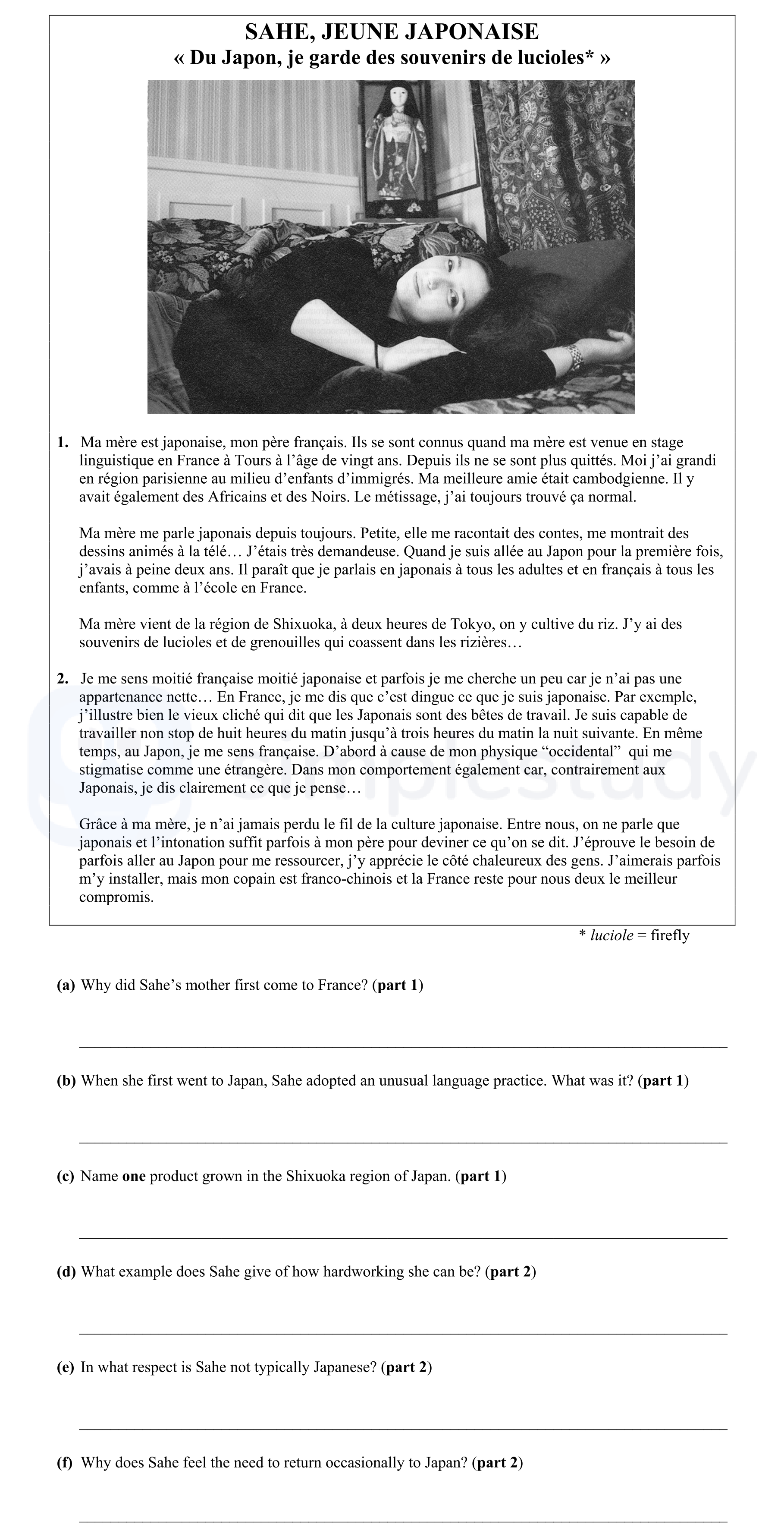 SAHE,-JEUNE-JAPONAISE-«-Du-Japon,-je-garde-des-souvenirs-de-lucioles-»--1-Junior Cycle French-Question 8-2005.png