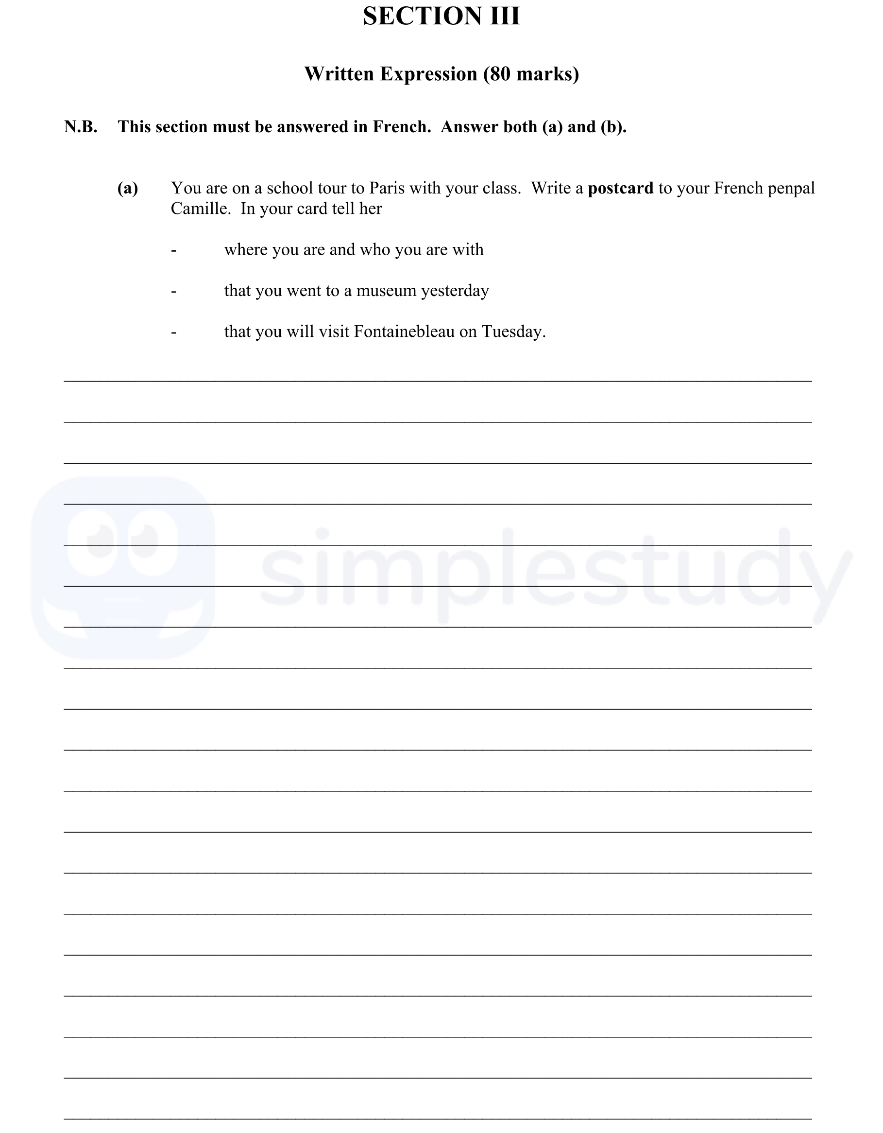 You-are-on-a-school-tour-to-Paris-with-your-class-Junior Cycle French-Question III(a)-2009.png