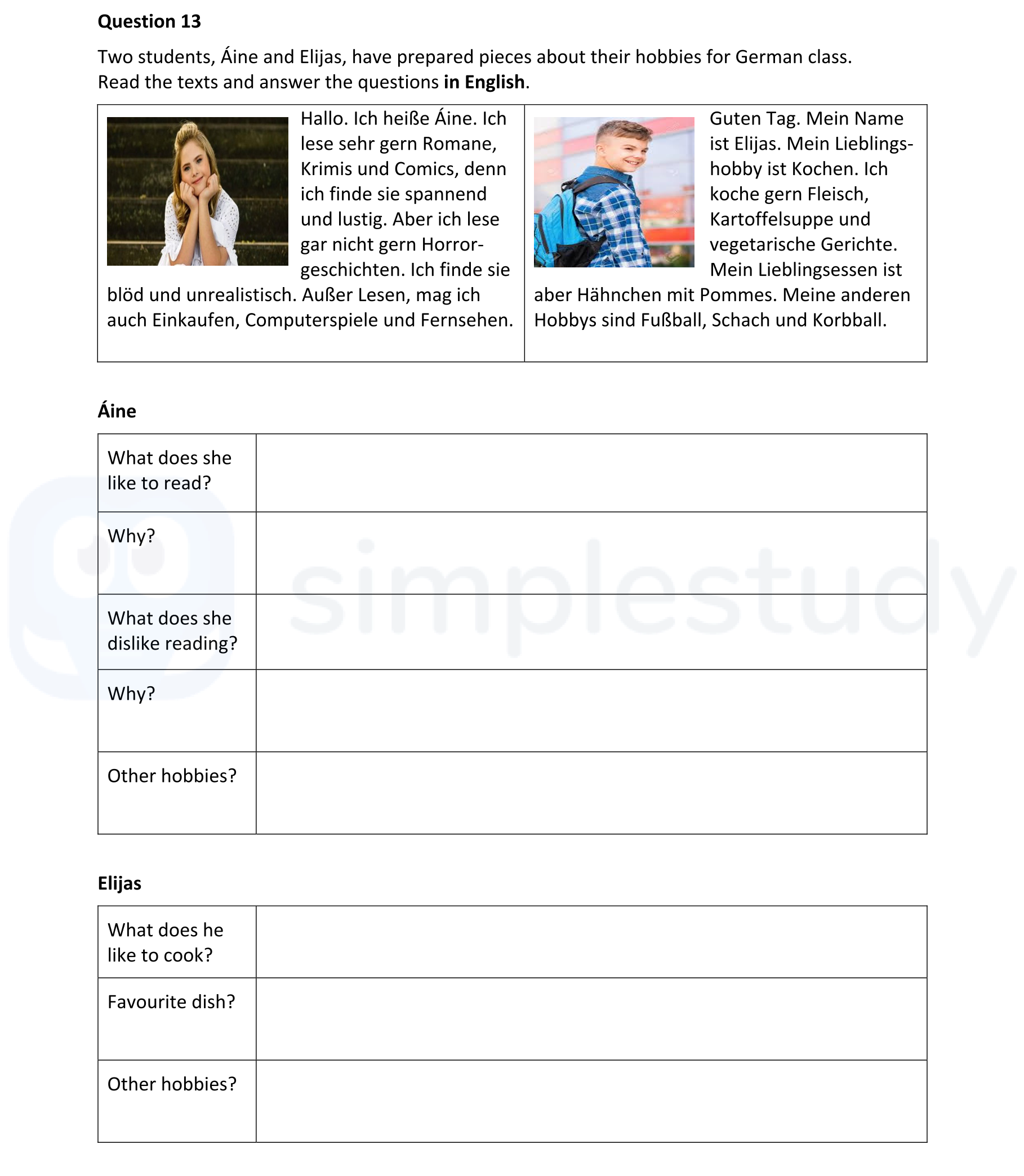 Two-students,-Áine-and-Elijas,-have-prepared-pieces-about-their-hobbies-for-German-class-Junior Cycle German-Question 13-2020.png