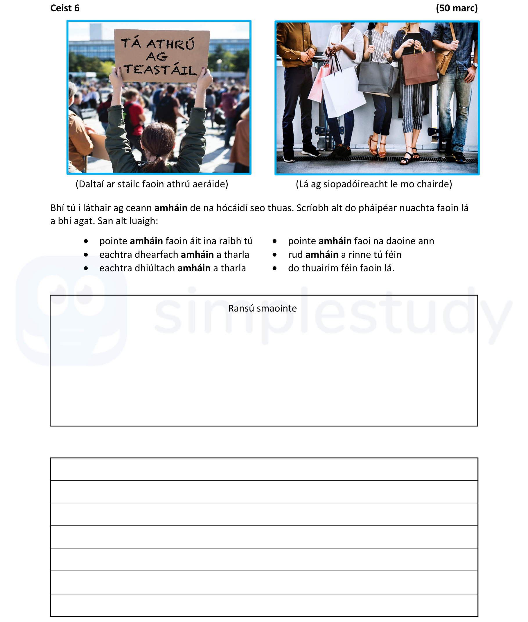 Dalta-ar-stailc-faoin-athrú-aeráide)-(Bhí-tú-i-láthair-ag-cean-amháin-de-na-hócáidí-seo-thuas-Junior Cycle Irish-Question 6-2022.png