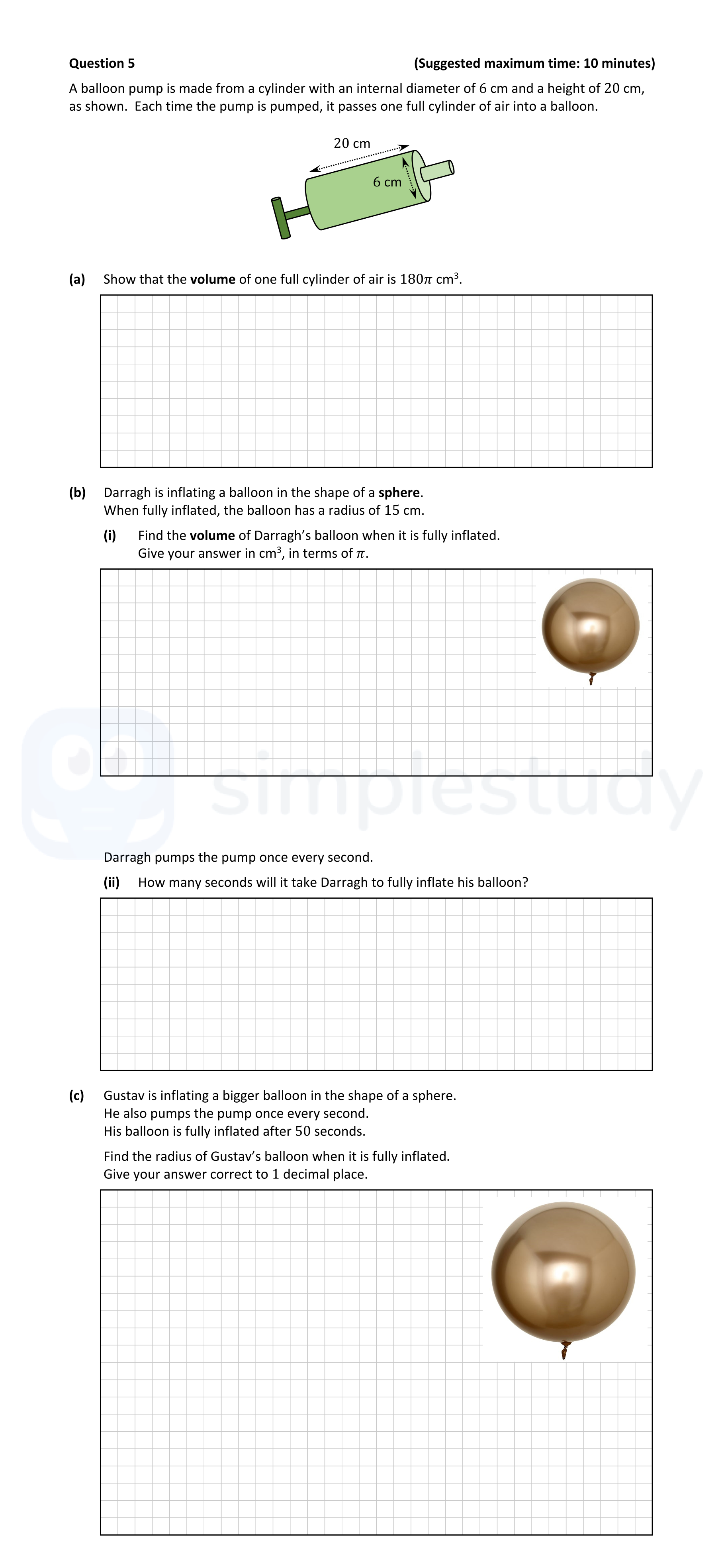 A-balloon-pump-is-made-from-a-cylinder-with-an-internal-diameter-of-6-cm-and-a-height-of-20-cm,-as-shown-Junior Cycle Mathematics-Question 5-2022.png