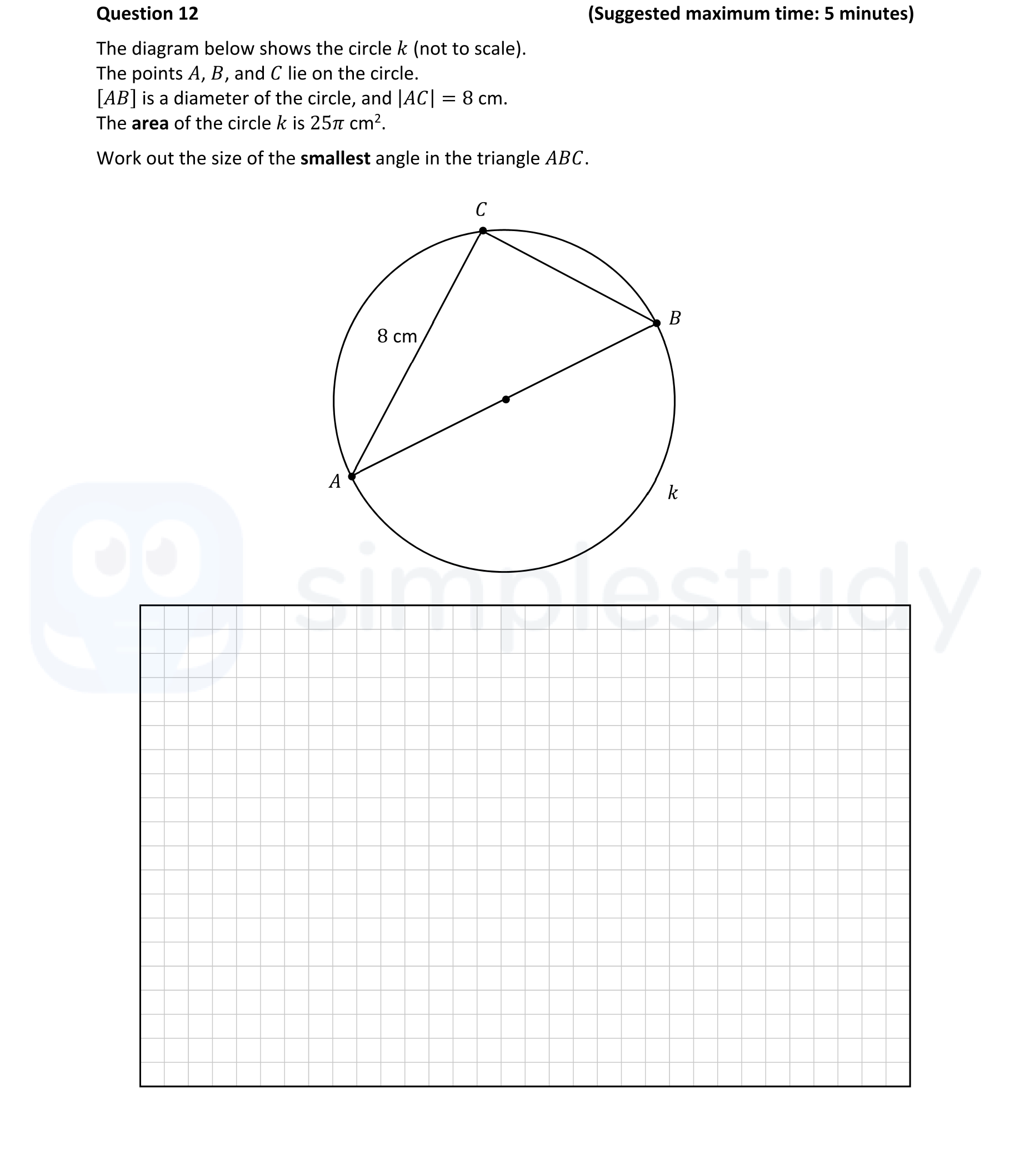 The-diagram-below-shows-the-circle-k-(not-to-scale)-Junior Cycle Mathematics-Question 12-2022.png