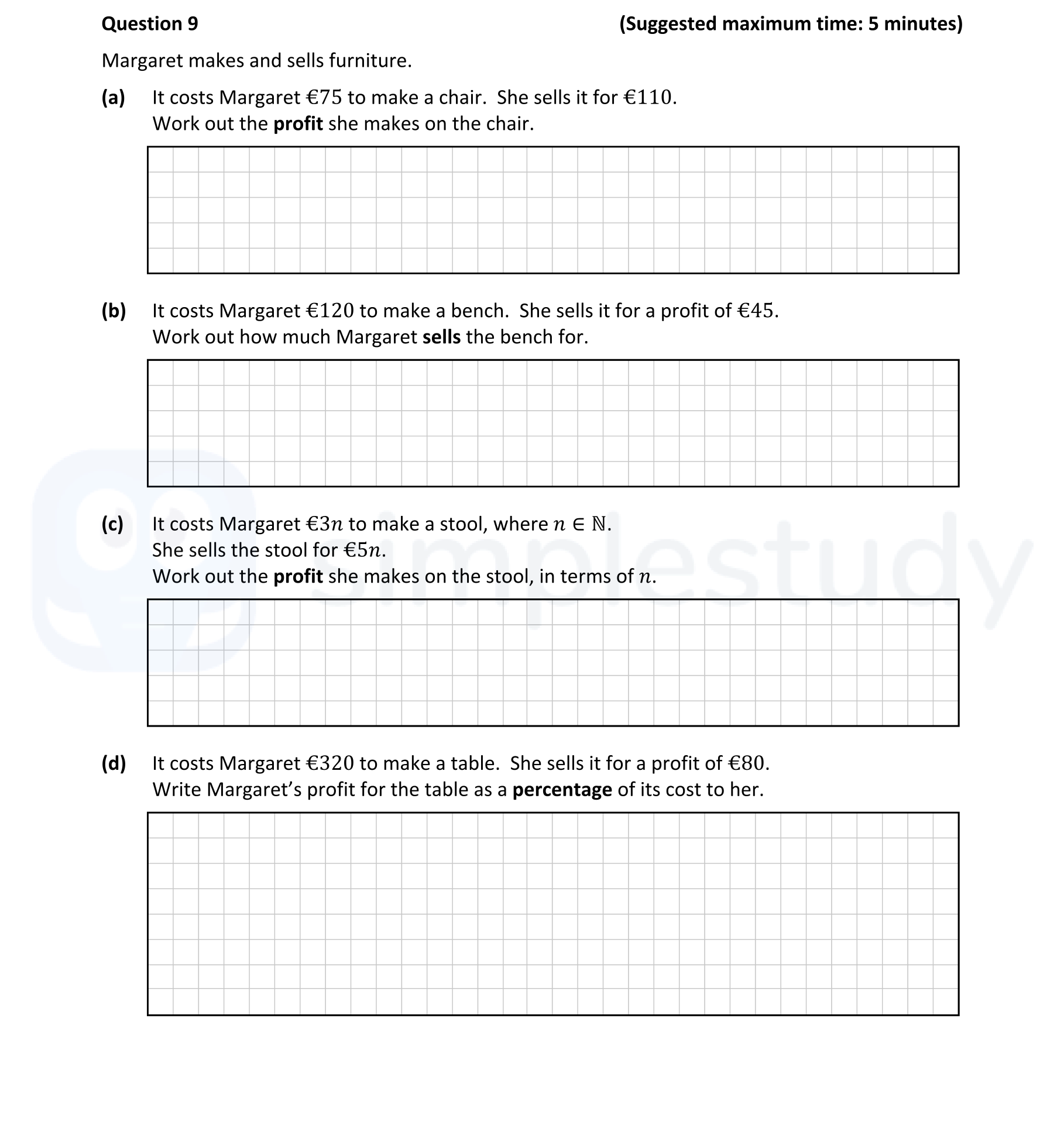 Margaret-makes-and-sells-furniture-Junior Cycle Mathematics-Question 9-2022.png