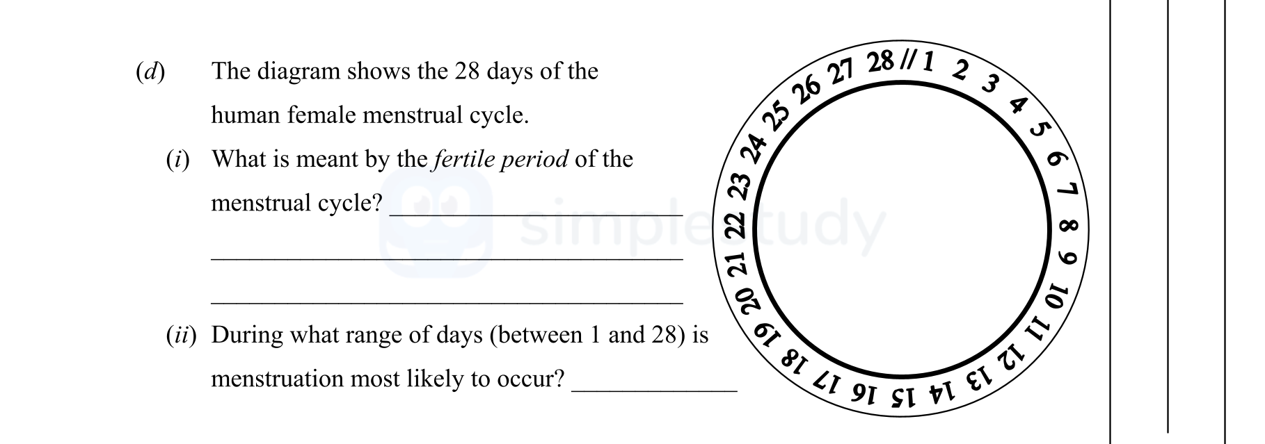 The-diagram-shows-the-28-days-of-the-human-female-menstrual-cycle-Junior Cycle Science-Question d-2015.png