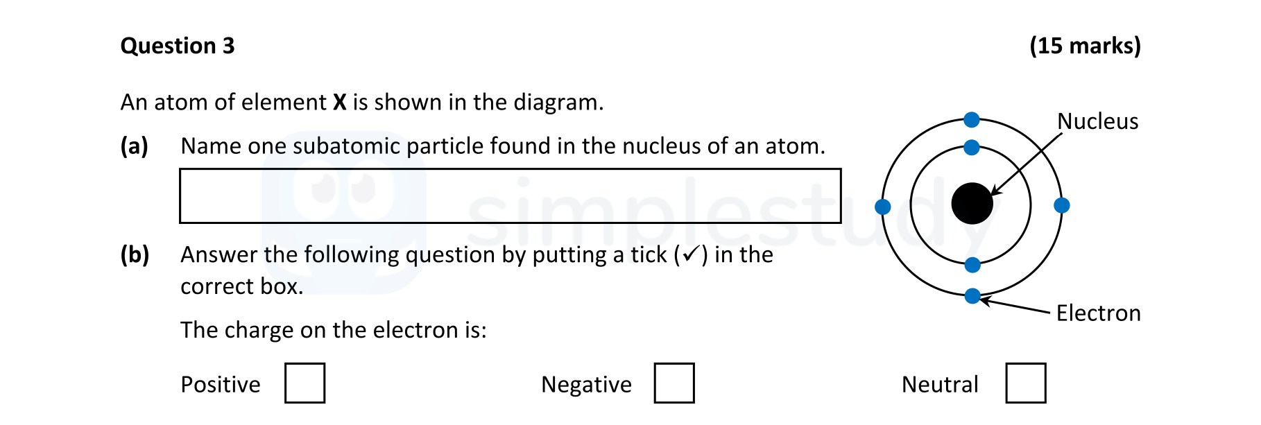 An-atom-of-element-X-is-shown-in-the-diagram-Junior Cycle Science-Question 3-2022.png