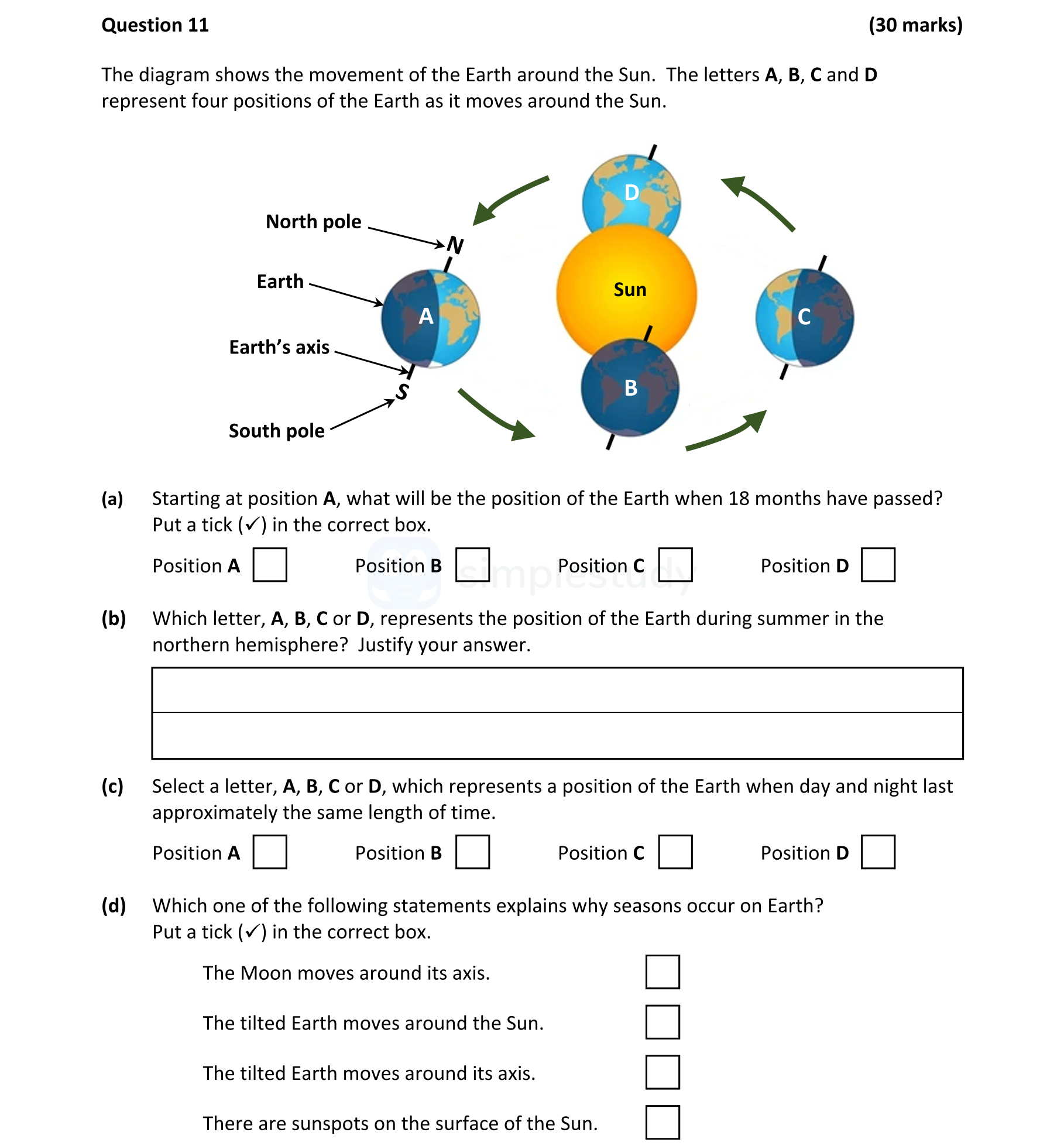 The-diagram-shows-the-movement-of-the-Earth-around-the-Sun-Junior Cycle Science-Question 11-2022.png