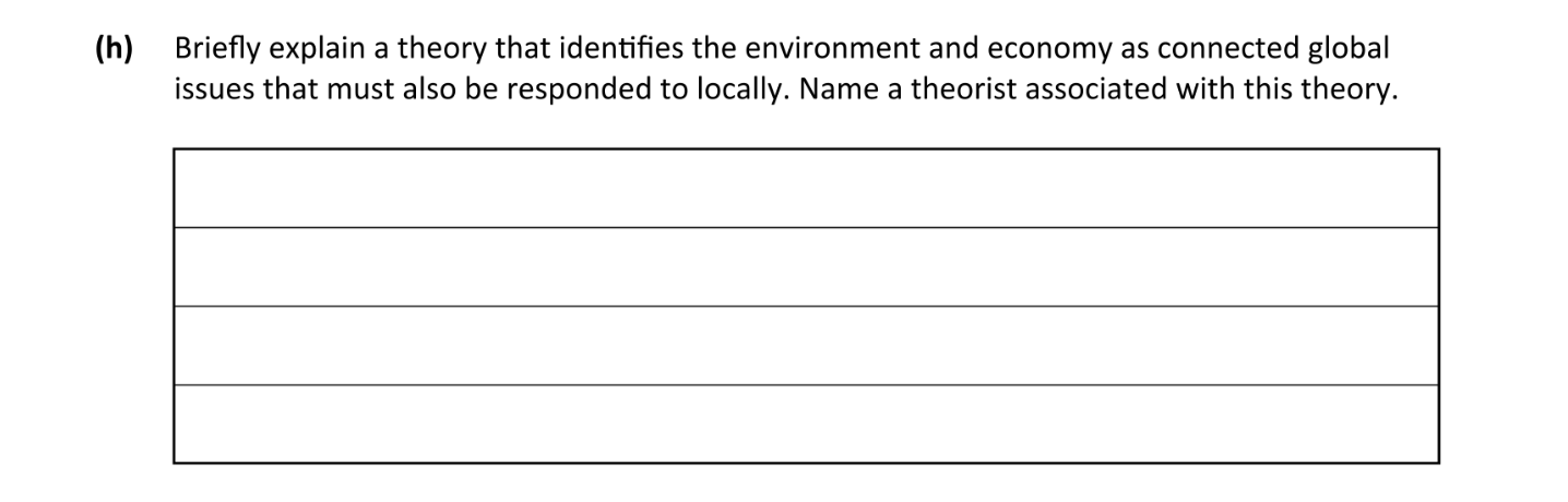 Briefly-explain-a-theory-that-identifies-the-environment-and-economy-as-connected-global-issues-that-must-also-be-responded-to-locally-Leaving Cert Politics and Society-Question h-2023.png