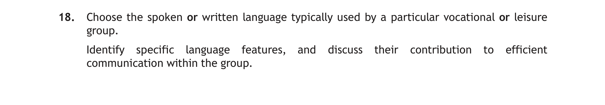 Choose-the-spoken-or-written-language-typically-used-by-a-particular-vocational-or-leisure-group-Scottish Highers English-Question 18-2018.png