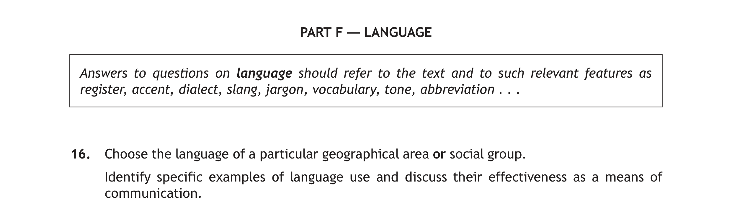 Choose-the-language-of-a-particular-geographical-area-or-social-group-Scottish Highers English-Question 16-2019.png