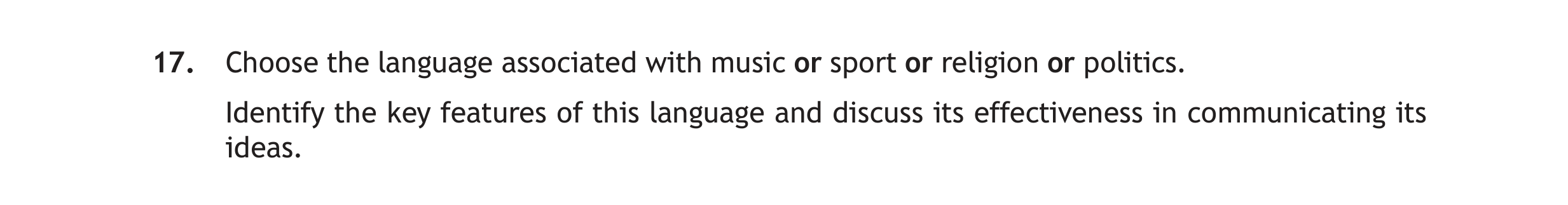 Choose-the-language-associated-with-music-or-sport-or-religion-or-politics-Scottish Highers English-Question 17-2019.png