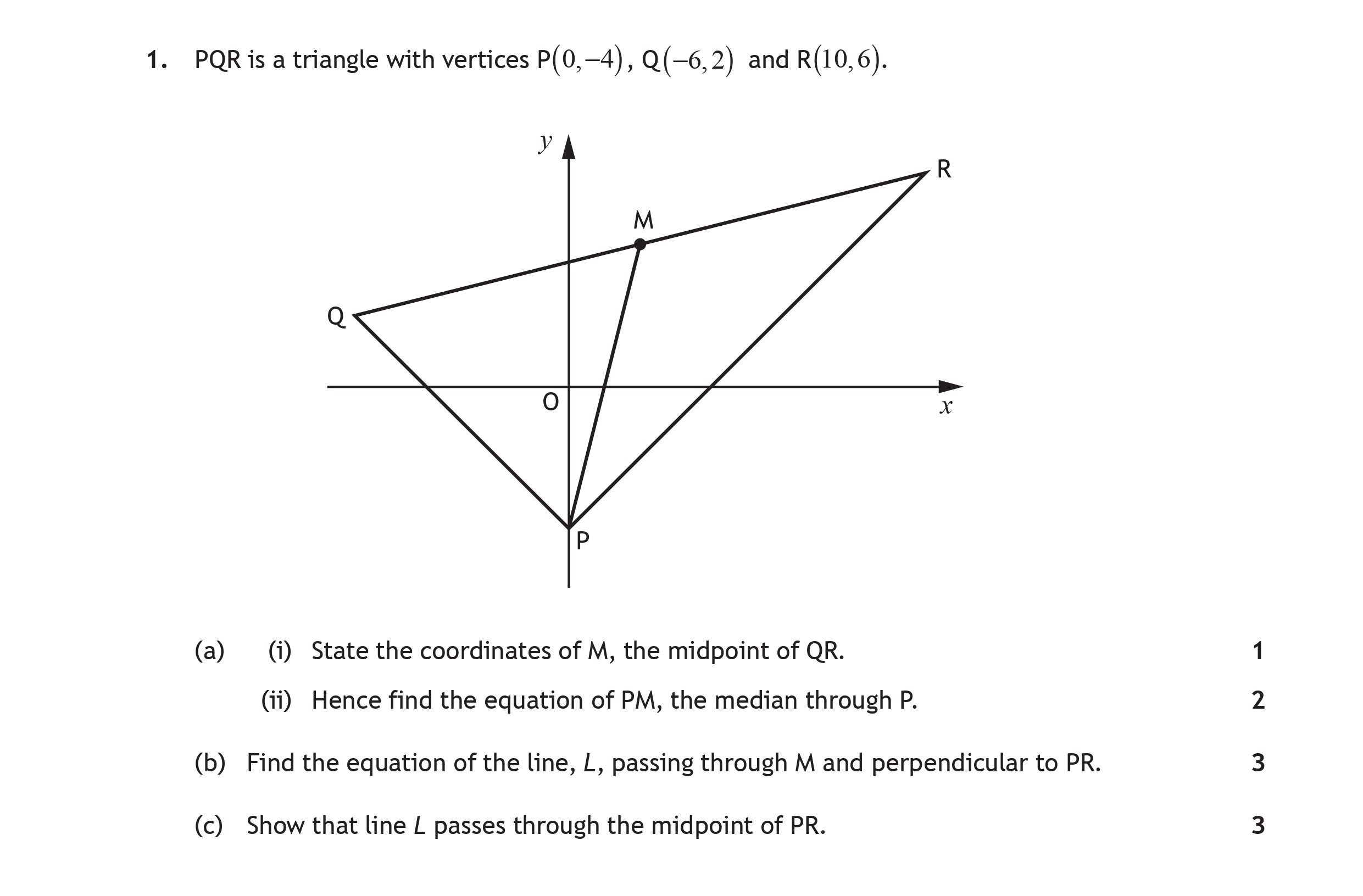 PQR-is-a-triangle-with-vertices-P(0,--4),-Q(-6,-2),-and-R(10,-6)-Scottish Highers Maths-Question 1-2016.png