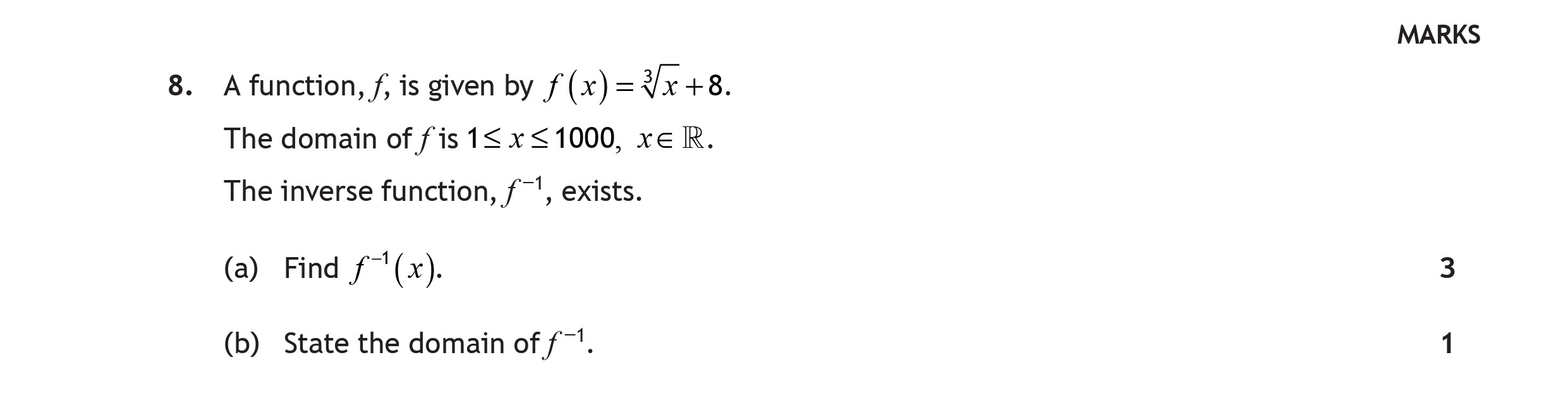 A-function,-$f$,-is-given-by-$f(x)-=--ext{-}-oot{3}{x}-+-8$-Scottish Highers Maths-Question 8-2019.png