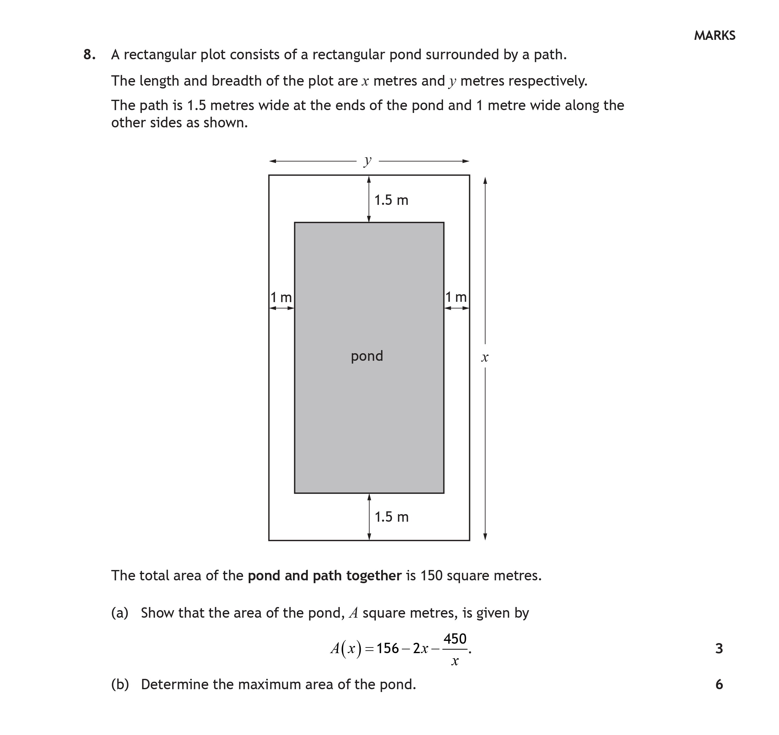 A-rectangular-plot-consists-of-a-rectangular-pond-surrounded-by-a-path-Scottish Highers Maths-Question 8-2022.png