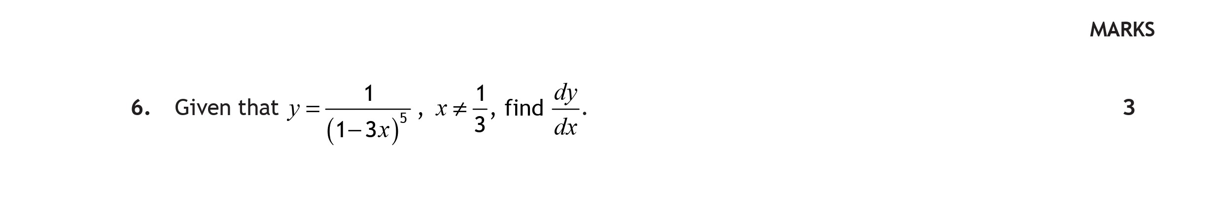Given-that--$y-=-\frac{1}{(1-3x)^{3}}-\cdot-x^{\frac{1}{3}}$--find-$\frac{dy}{dx}$.-Scottish Highers Maths-Question 6-2022.png