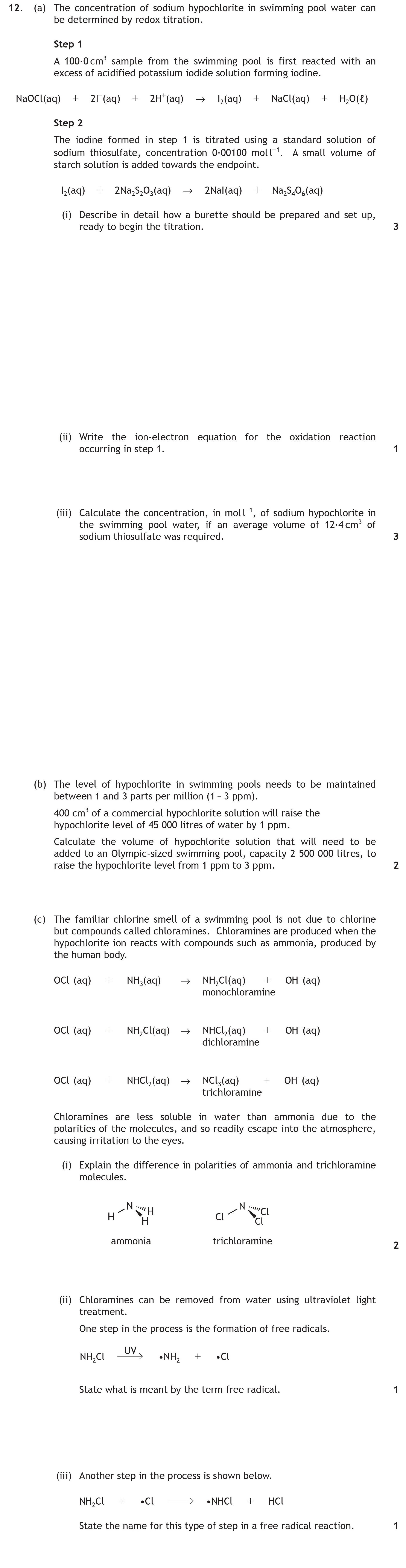 The-concentration-of-sodium-hypochlorite-in-swimming-pool-water-can-be-determined-by-redox-titration-Scottish Highers Chemistry-Question 12-2015.png