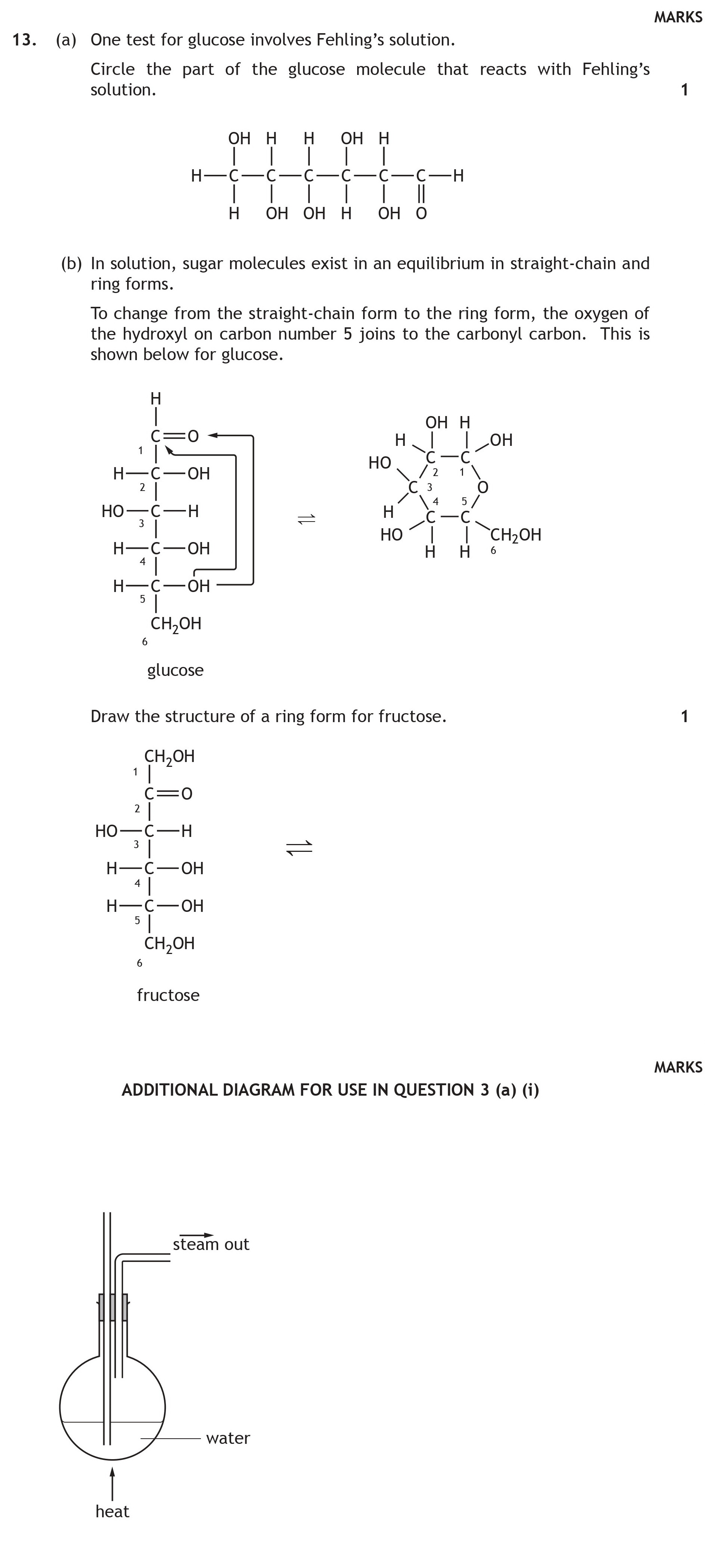 One-test-for-glucose-involves-Fehling's-solution-Scottish Highers Chemistry-Question 13-2015.png