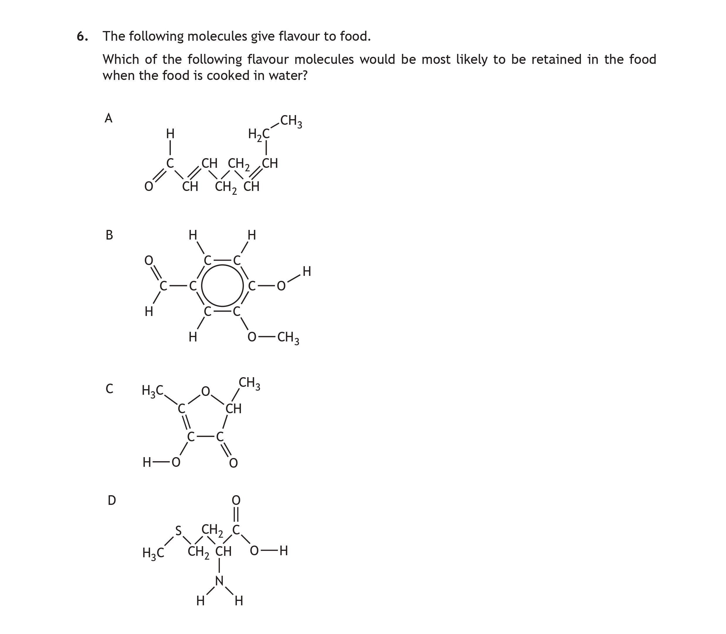 The-following-molecules-give-flavour-to-food-Scottish Highers Chemistry-Question 6-2016.png