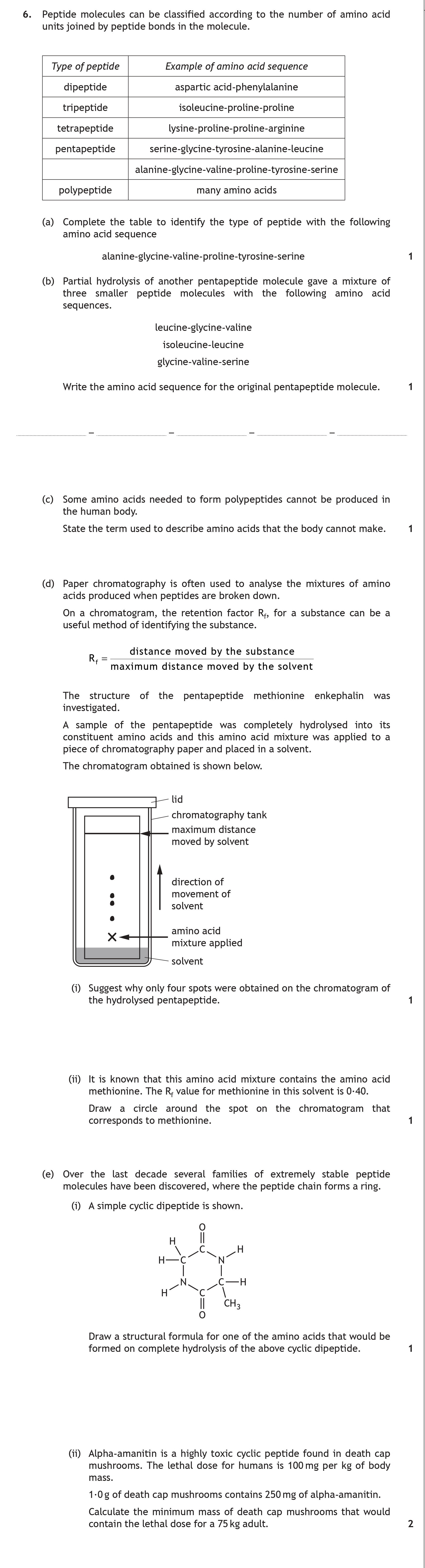 Peptide-molecules-can-be-classified-according-to-the-number-of-amino-acid-units-joined-by-peptide-bonds-in-the-molecule-Scottish Highers Chemistry-Question 6-2016.png