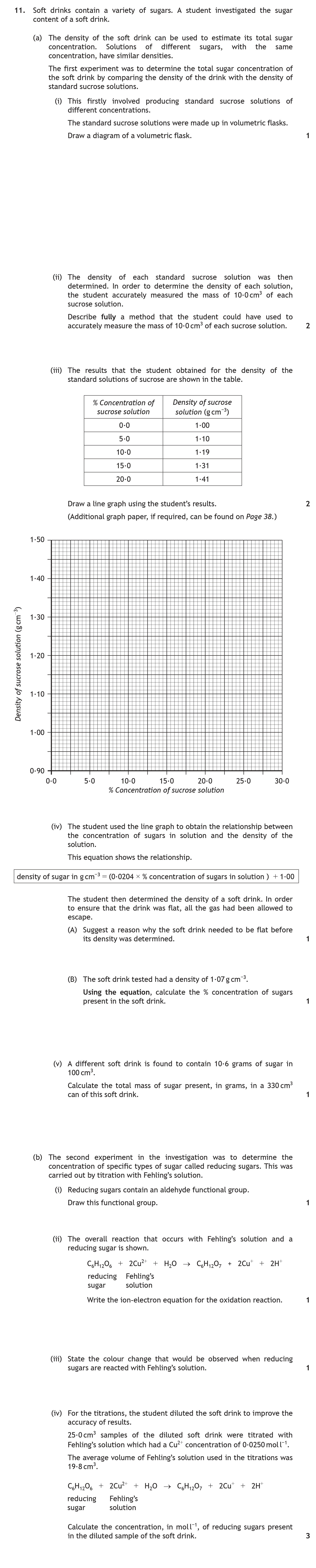 Soft-drinks-contain-a-variety-of-sugars-Scottish Highers Chemistry-Question 11-2023.png
