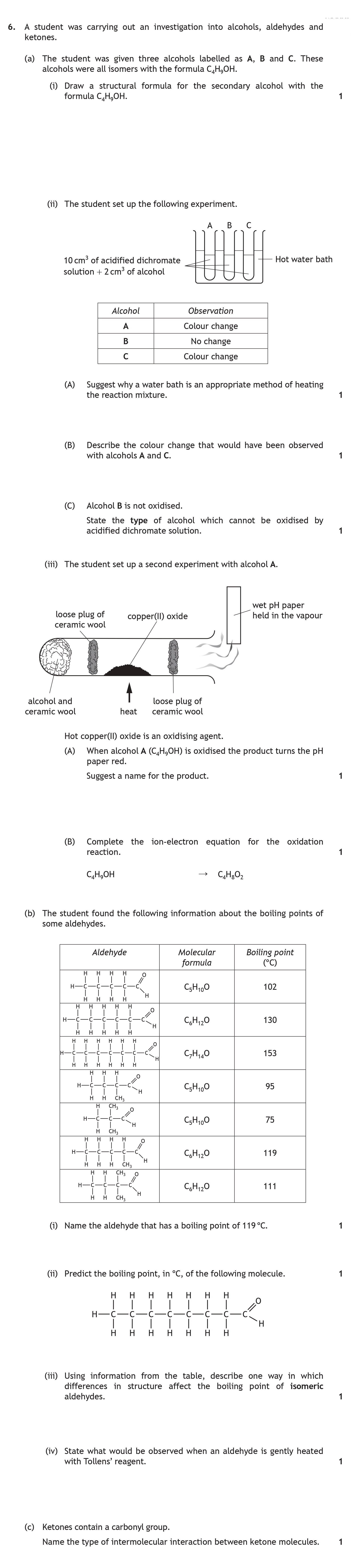 A-student-was-carrying-out-an-investigation-into-alcohols,-aldehydes-and-ketones-Scottish Highers Chemistry-Question 6-2017.png